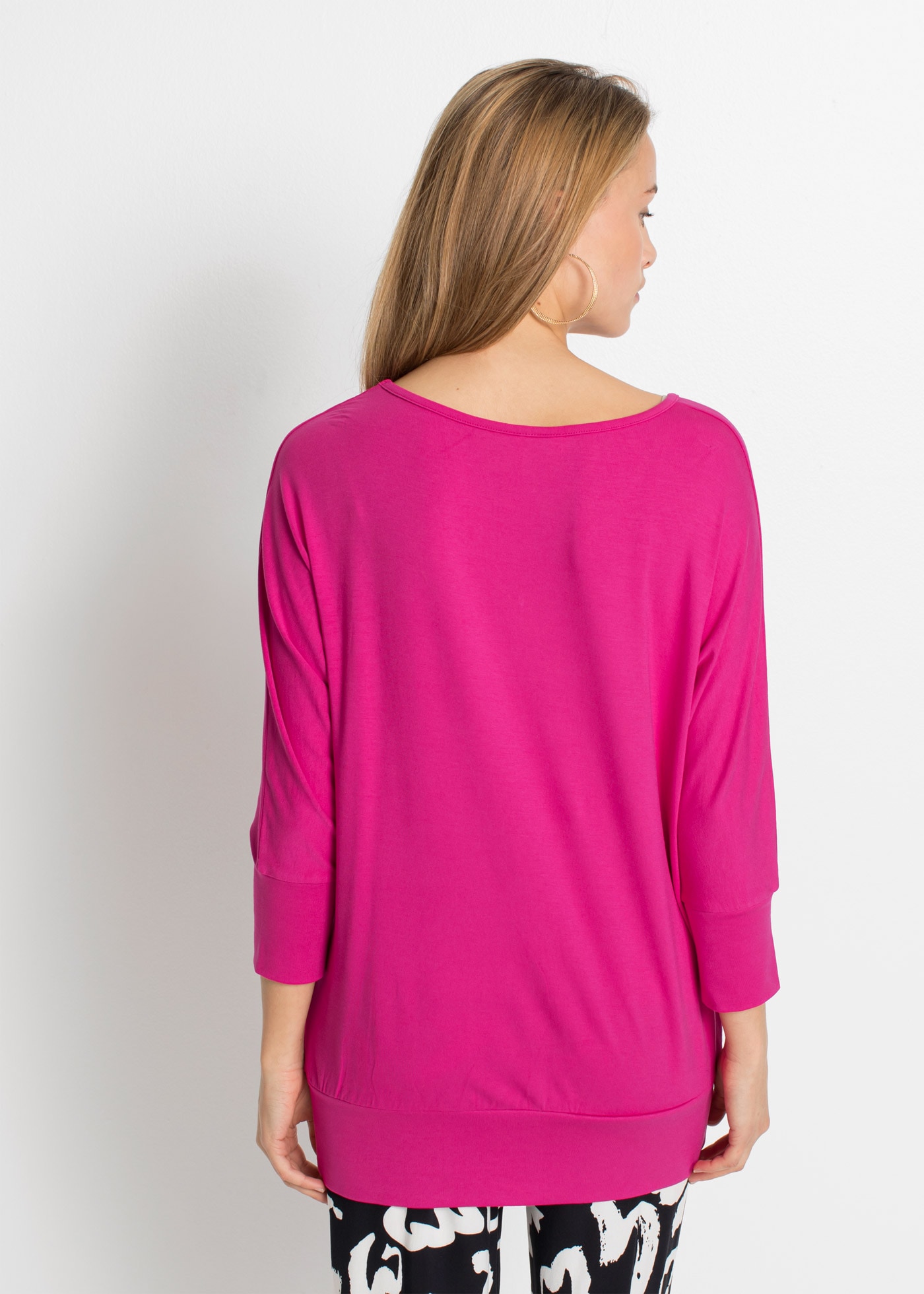 bonprix T-shirt oversize »Oversized-Shirt aus fliessender Viskose« coupe ample, manches 3/4, encolure large, en viscose