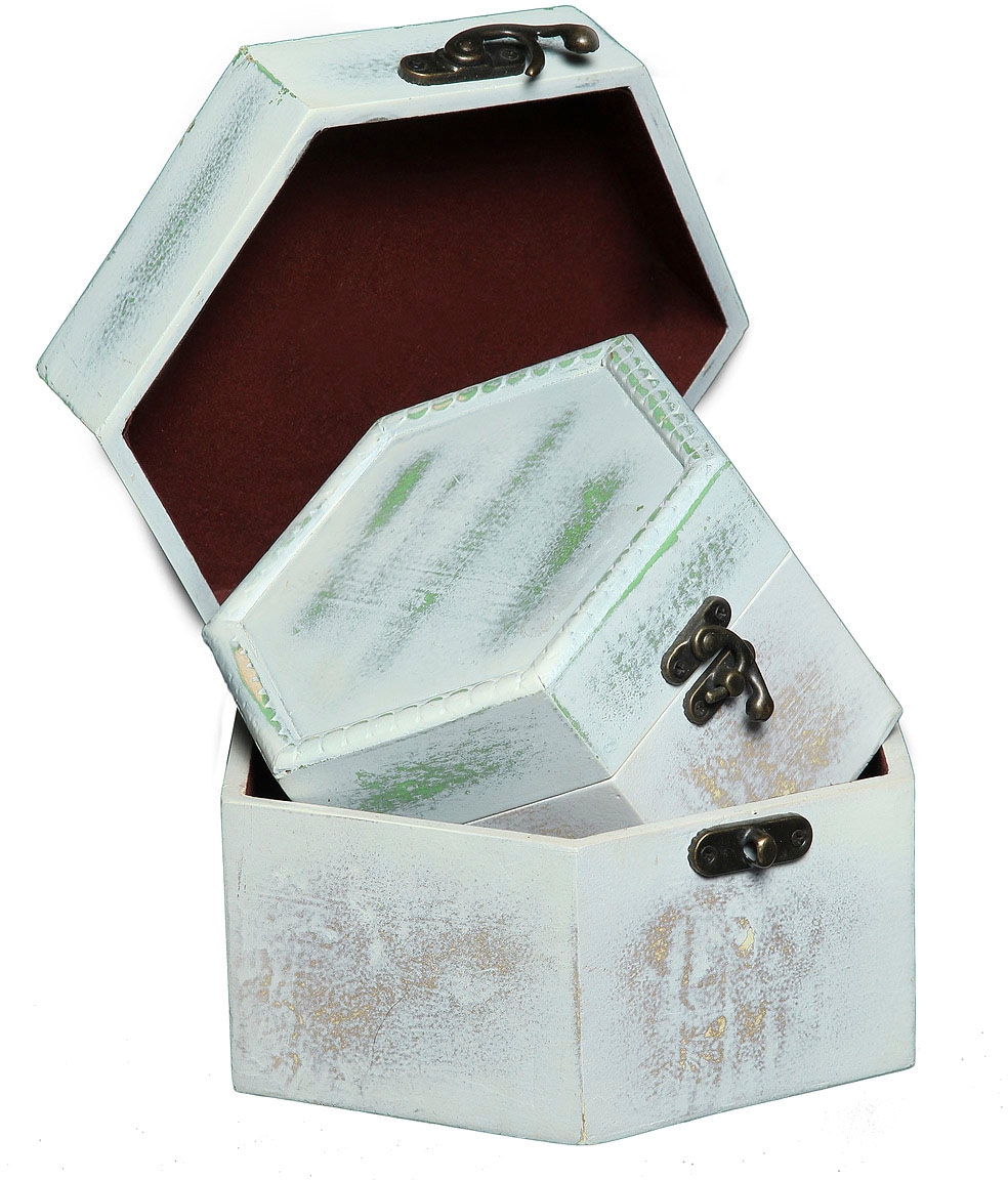Image of Ambiente Haus Aufbewahrungsbox "Seifenholz Graues Holzkästchen-2er-Set a"