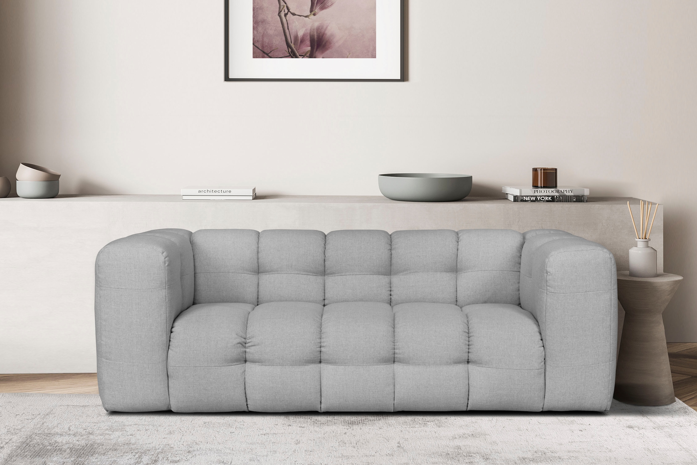 LeGer Home by Lena Gercke 3-Sitzer »TALISHA Designersofa, moderne Steppung, Masse B/T/H: 229/110/75 cm«, aufwendig gepolstert, hoher Sitzkomfort