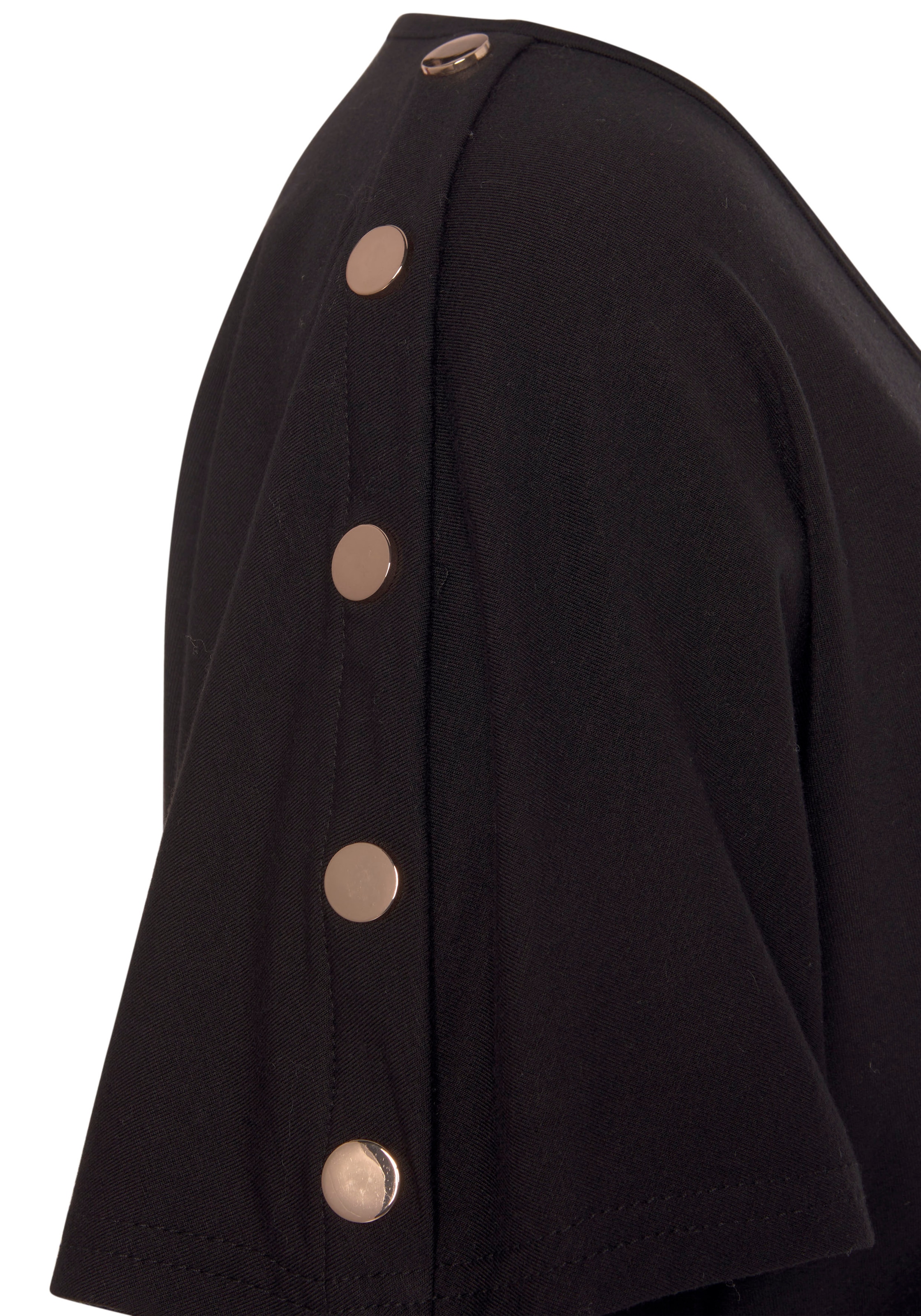 LASCANA T-shirt à manches courtes mit goldfarbenen Zierknöpfen