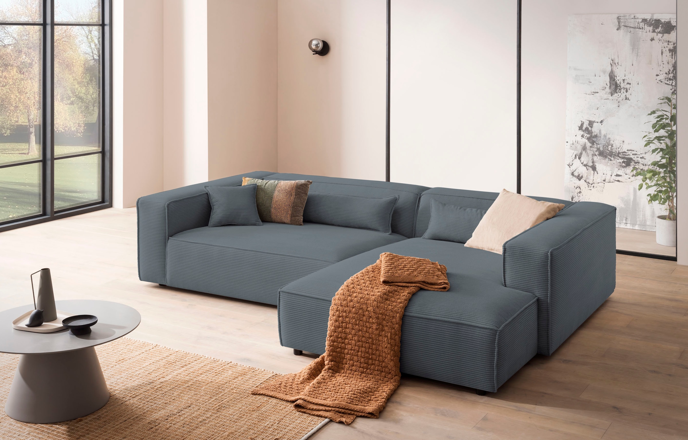 Image of LeGer Home by Lena Gercke Ecksofa "PIARA XXL Cord, Big-Sofa, L-Form" wahlweise Ottomane rechts/links, Kedernaht, extra tiefe Sitzfläche