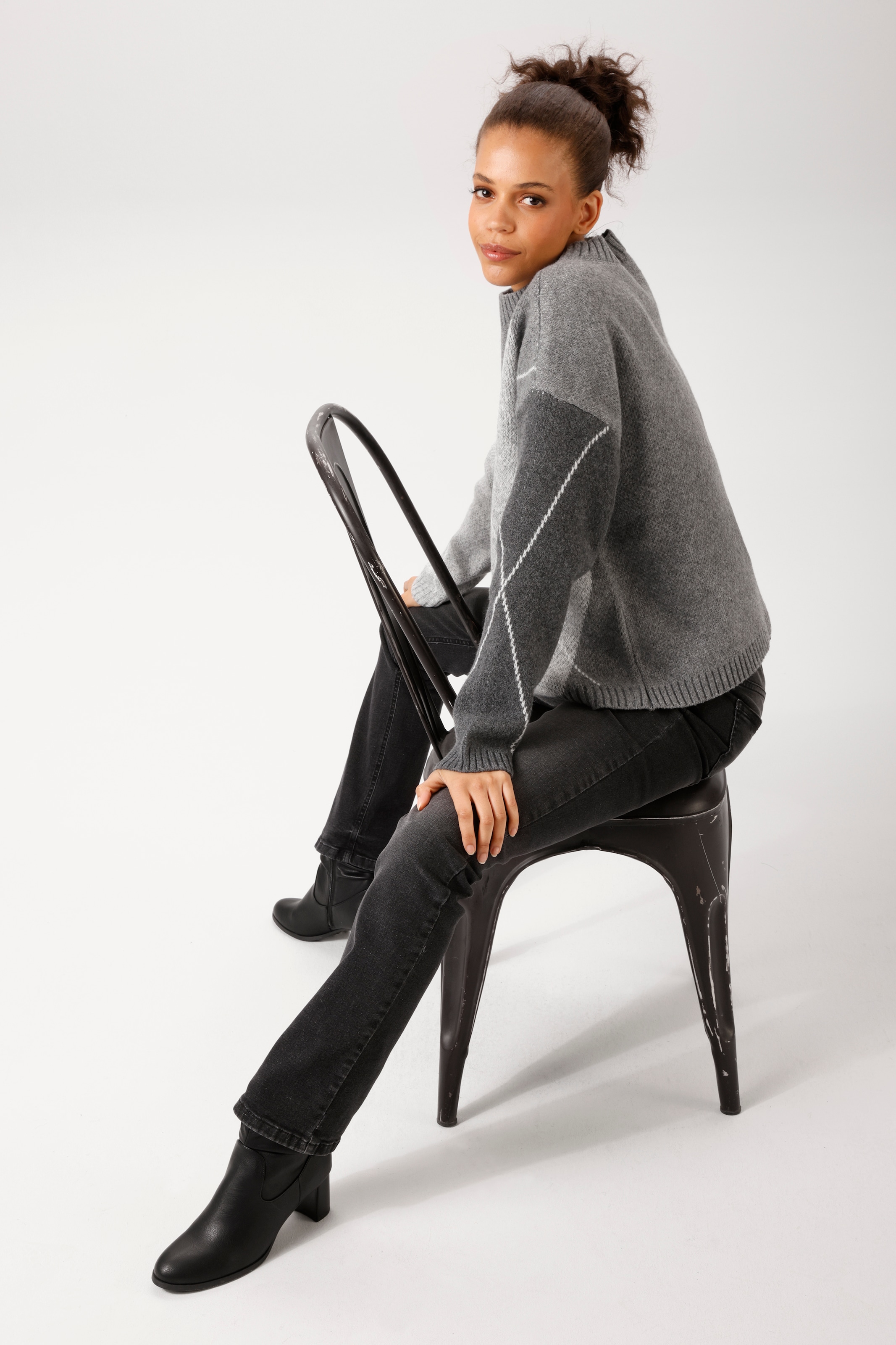 Aniston CASUAL Strickpullover mit grossflächigem Rauten-Muster - NEUE KOLLEKTION
