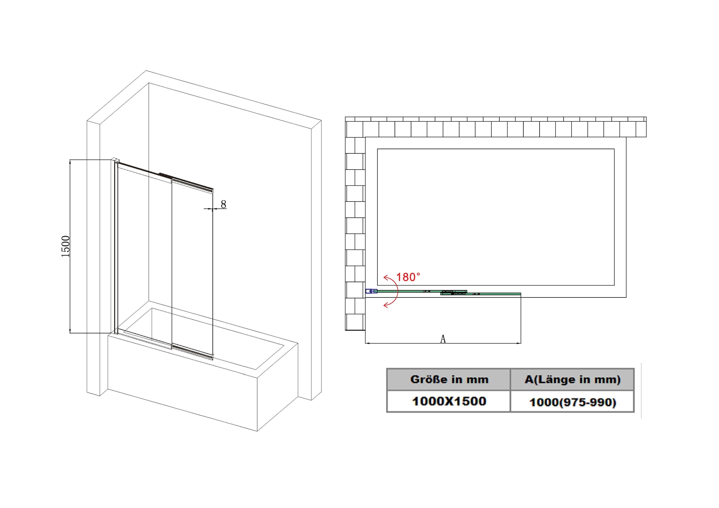 welltime Badewannenaufsatz »Slider« 2 Stk. tlg. Duschwand zum Zusammenschieben UND an die Wand klappen!