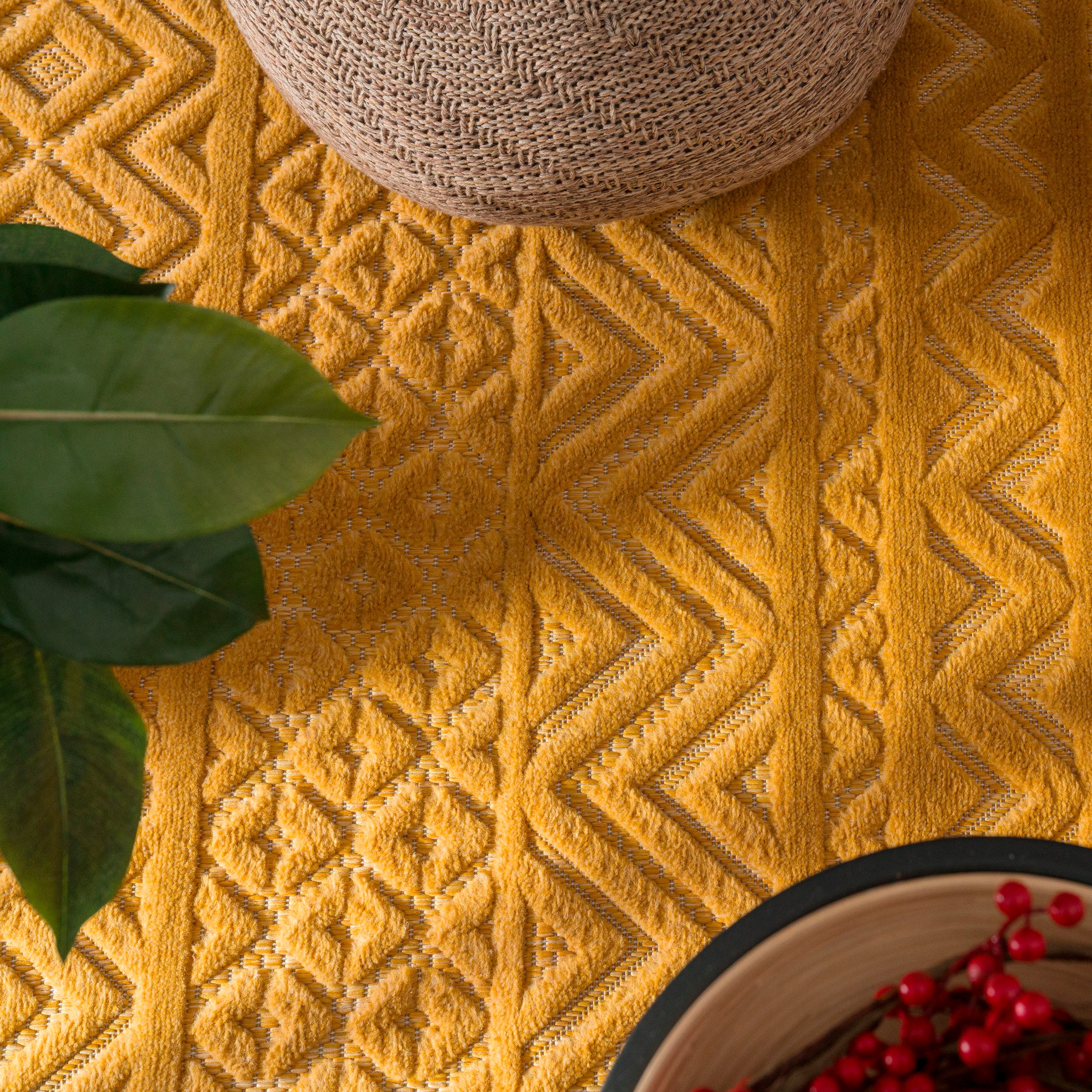 Paco Home Teppich Muster, confortablement acheter Rauten Effekt, »Livorno Outdoor Uni-Farben, Scandi, Hoch-Tief 673«, rechteckig, geeignet