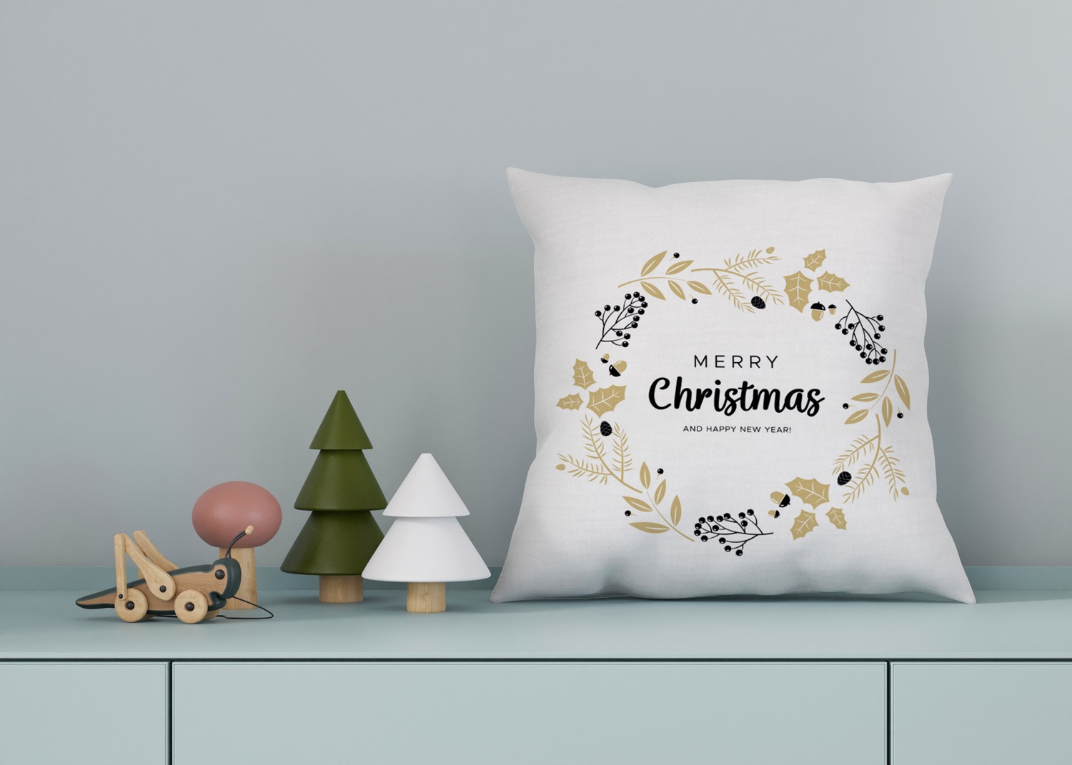 Image of queence Dekokissen "Carolina" Kissenhülle,Merry Christmas,Weiss,Weihnachtsmotiv,Festlich,Winterlich