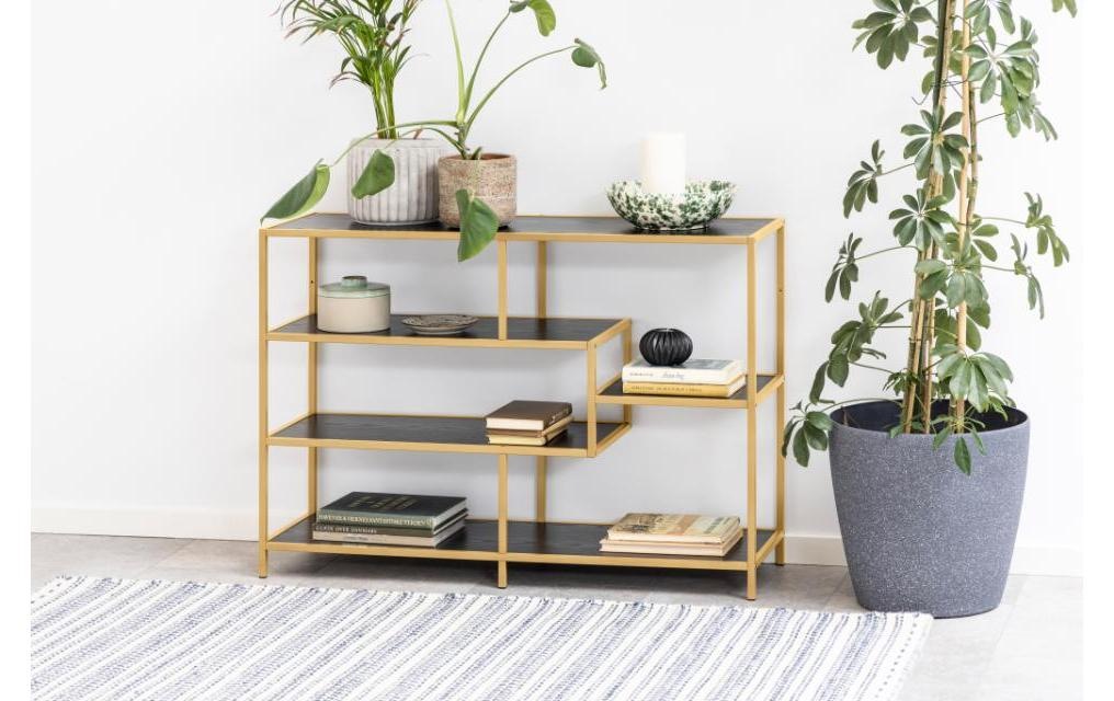 AC Design Regal »Seaford 114 x 35 x 78 cm, Goldfarben/Schwarz«