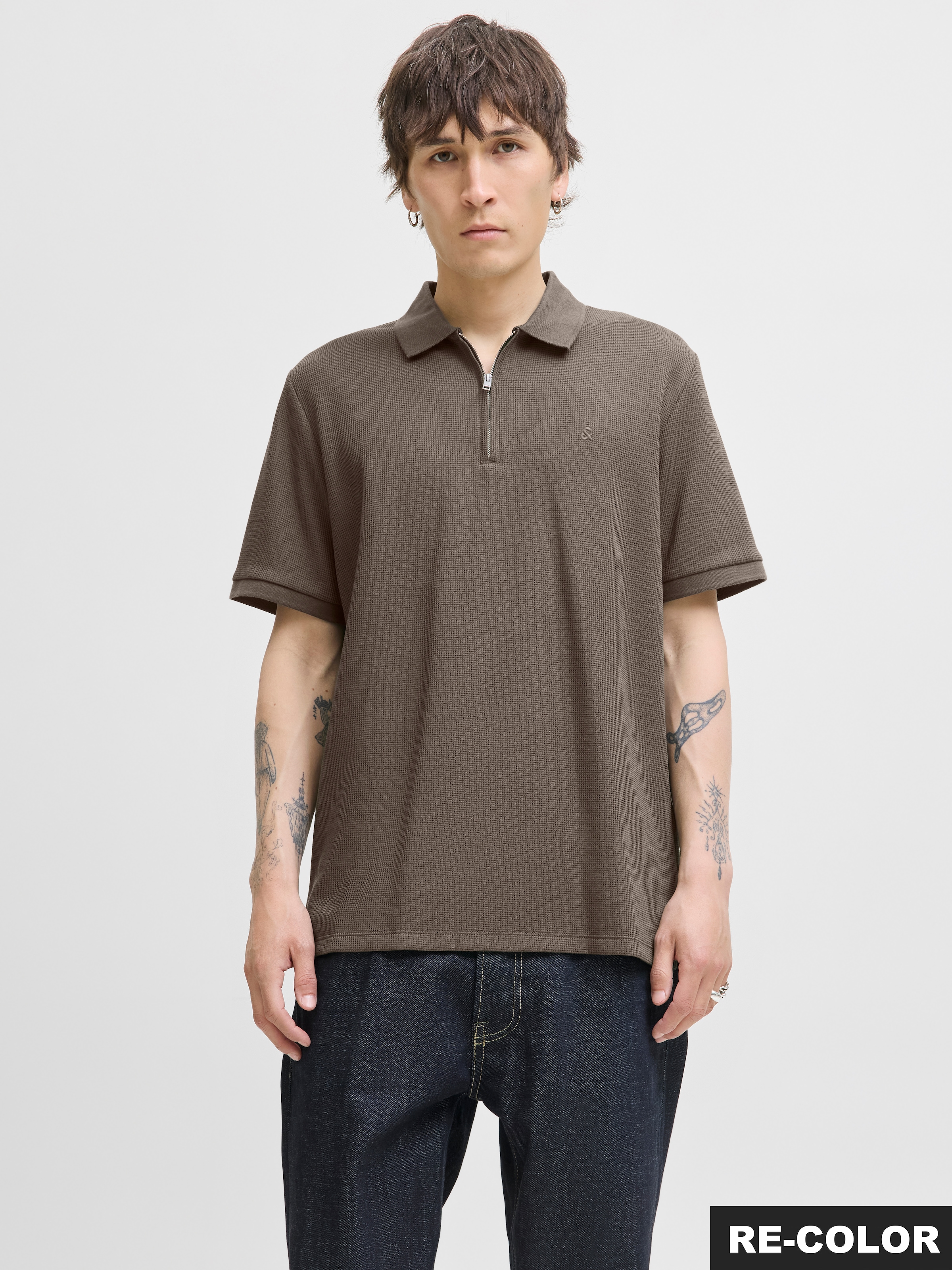 Image of Jack & Jones Poloshirt "JJEAUSTIN ZIP POLO SS NOOS" mit Polokragen