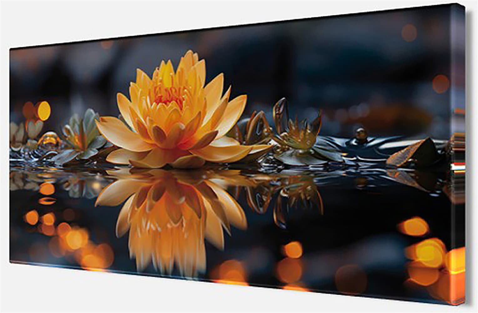 Bönninghoff Tableau sur toile »Wandbild LOTUSBLUME 33x70 cm – Leinwandbild Keilrahmen Deko modern« Fleurs | Images de fleurs | Images de plantes | Nature | Nature morte | Plantes 1 cuis tlg. tendu sur châssis