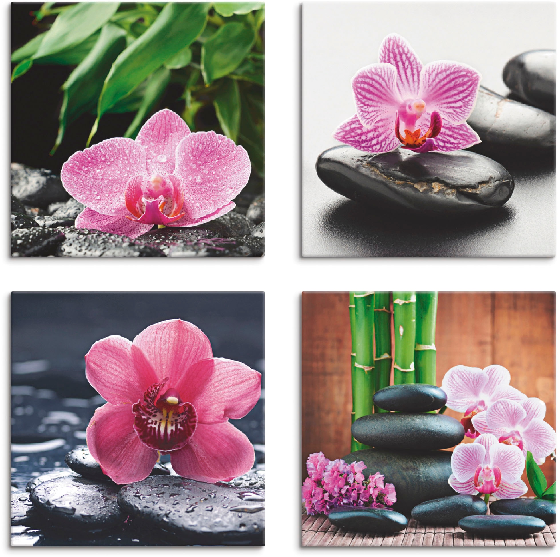 Image of Artland Leinwandbild "Orchidee Zenstein Tropfen Spa Konzept" Zen 4 Stk. tlg. 4er Set, verschiedene Grössen