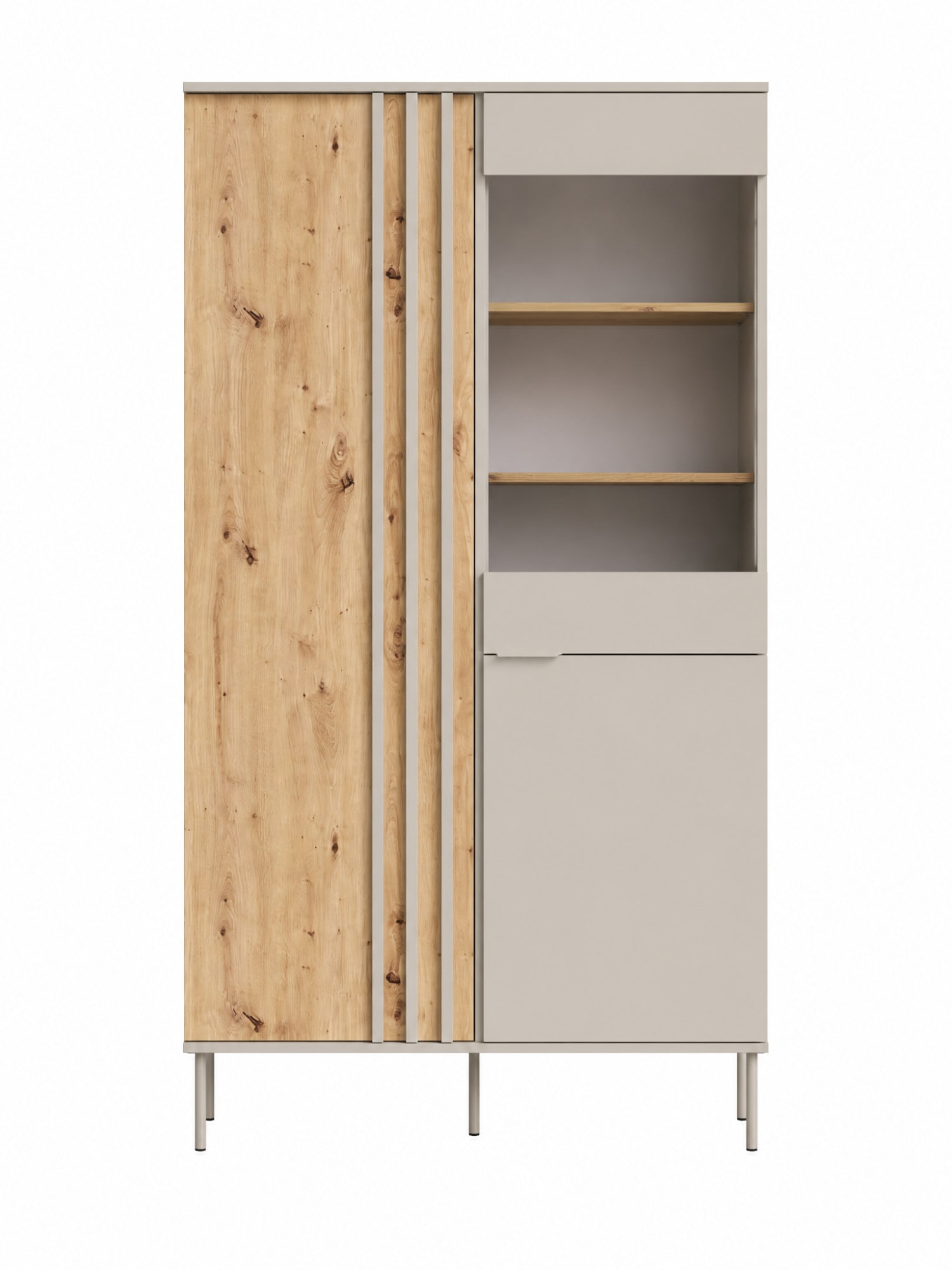 GOODproduct Vitrine »AAELIN Vitrineschrank mit/ohne Beleuchtung, verglast, viel Stauraum« Standvitrine/Glasvitrine mit 2 Türen, 8 Einlegeböden, matt Hochschrank