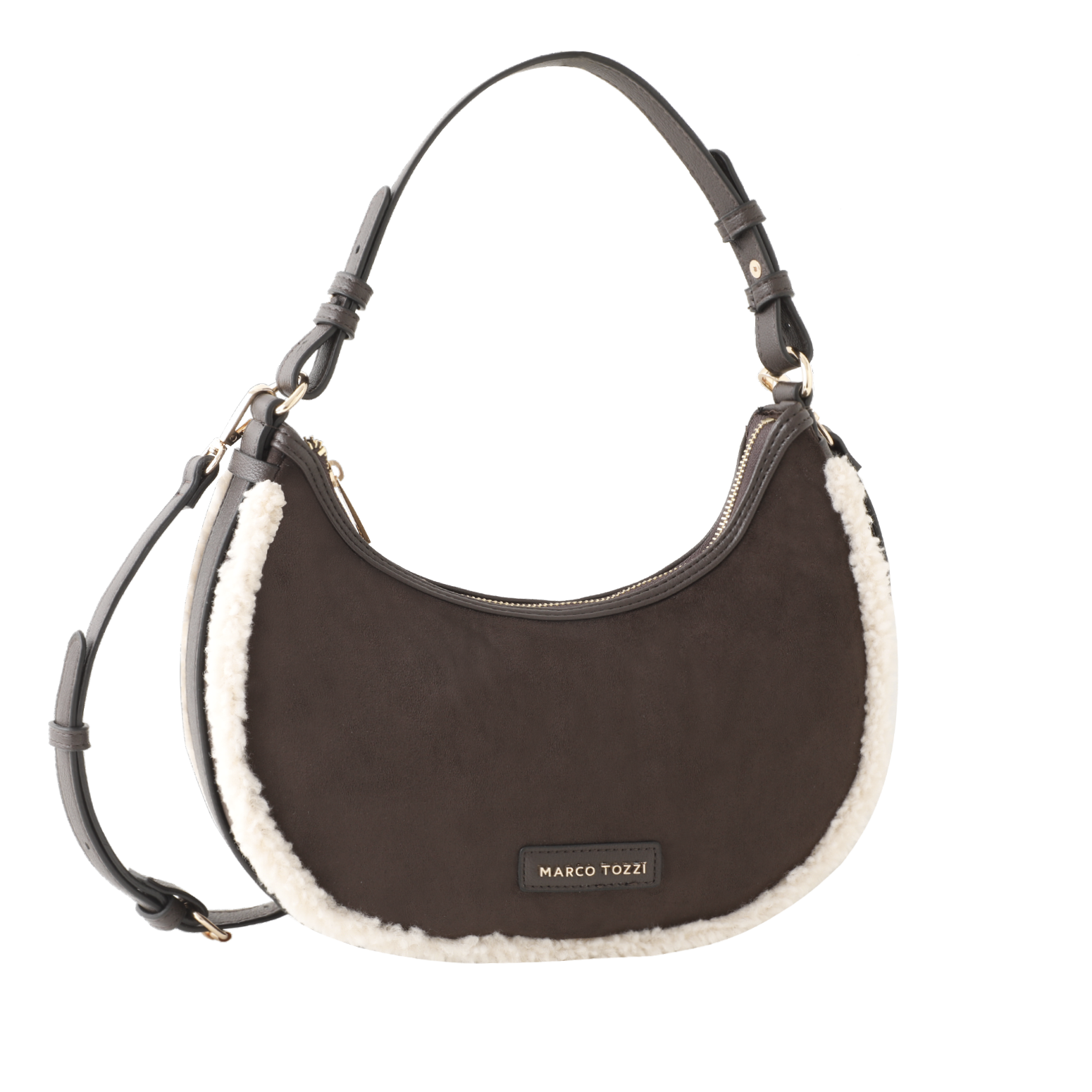 Image of MARCO TOZZI Hobo Damen Umhängetasche, Handtasche mit trendigem Plüsch-Besatz