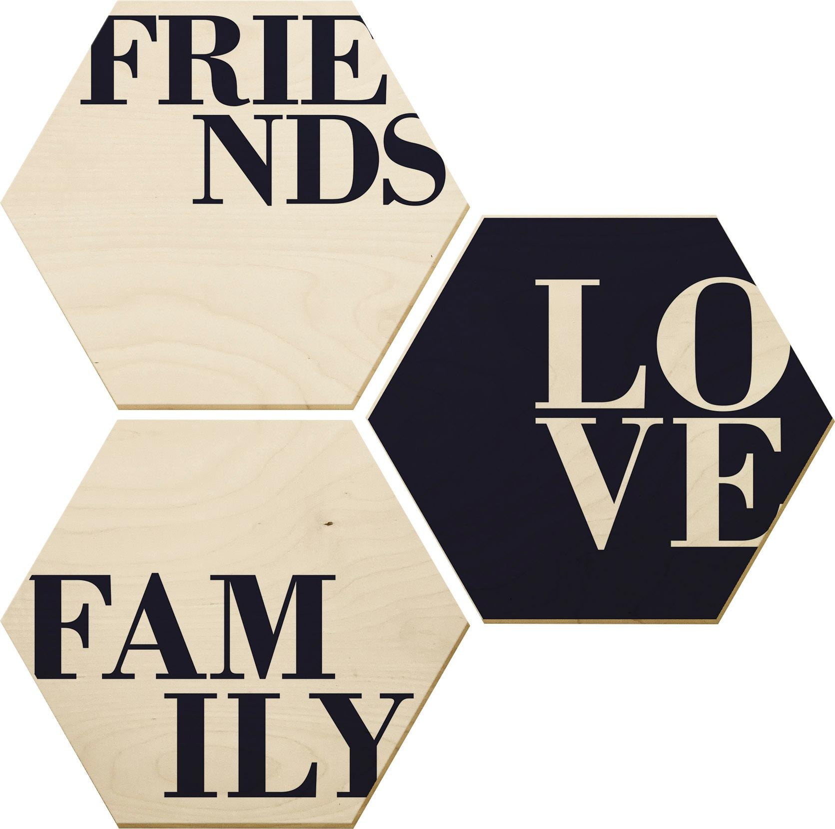 Image of Wall-Art Holzbild »Love, Friends, Family«, (Set) bei Ackermann Versand Schweiz