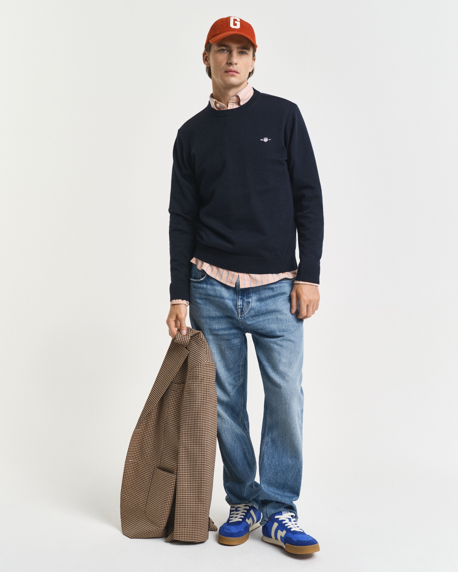 Gant Rundhalspullover »CLASSIC COTTON C-NECK« Premium Strickpullver aus weicher 100% Baumwolle, Übergangspullover