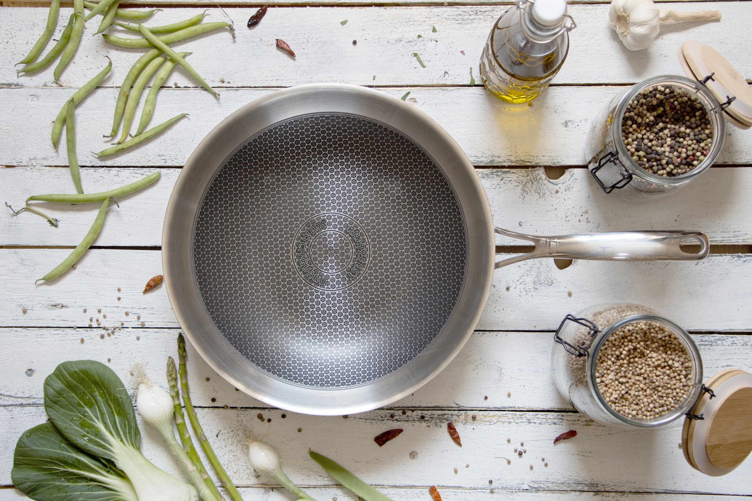 Elo Premium Wok »Relief Evolution Wokpfanne« Edelstahl 18/10 1 pièces tlg. durchgehender Aluminium-Kern, aussen magnetischer Edelstahl