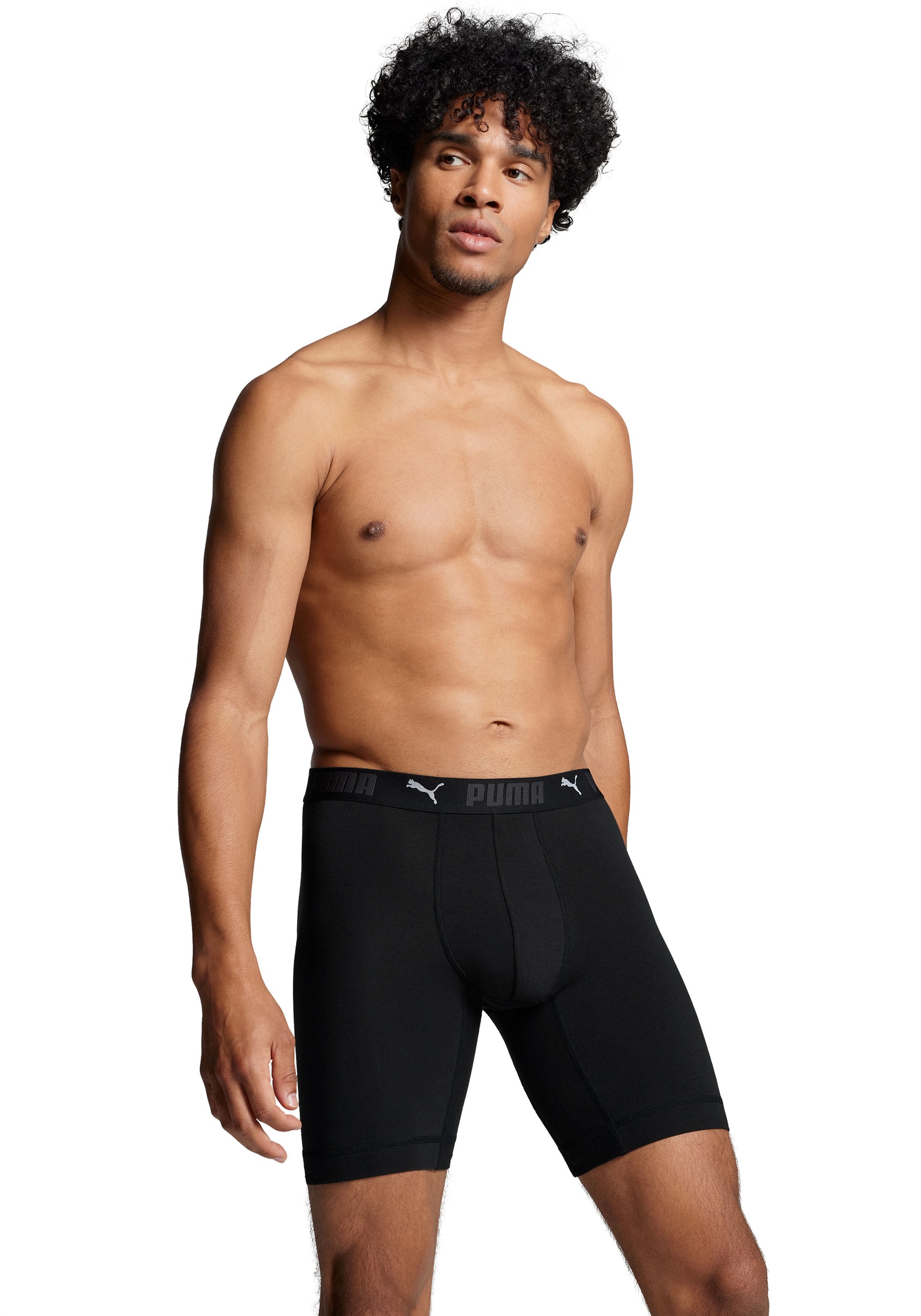 PUMA Boxershorts »PUMA MEN SPORT COTTON LONG BOXERS 2P«, (Packung, 2er Pack), mit Markenschriftzug im Bund
