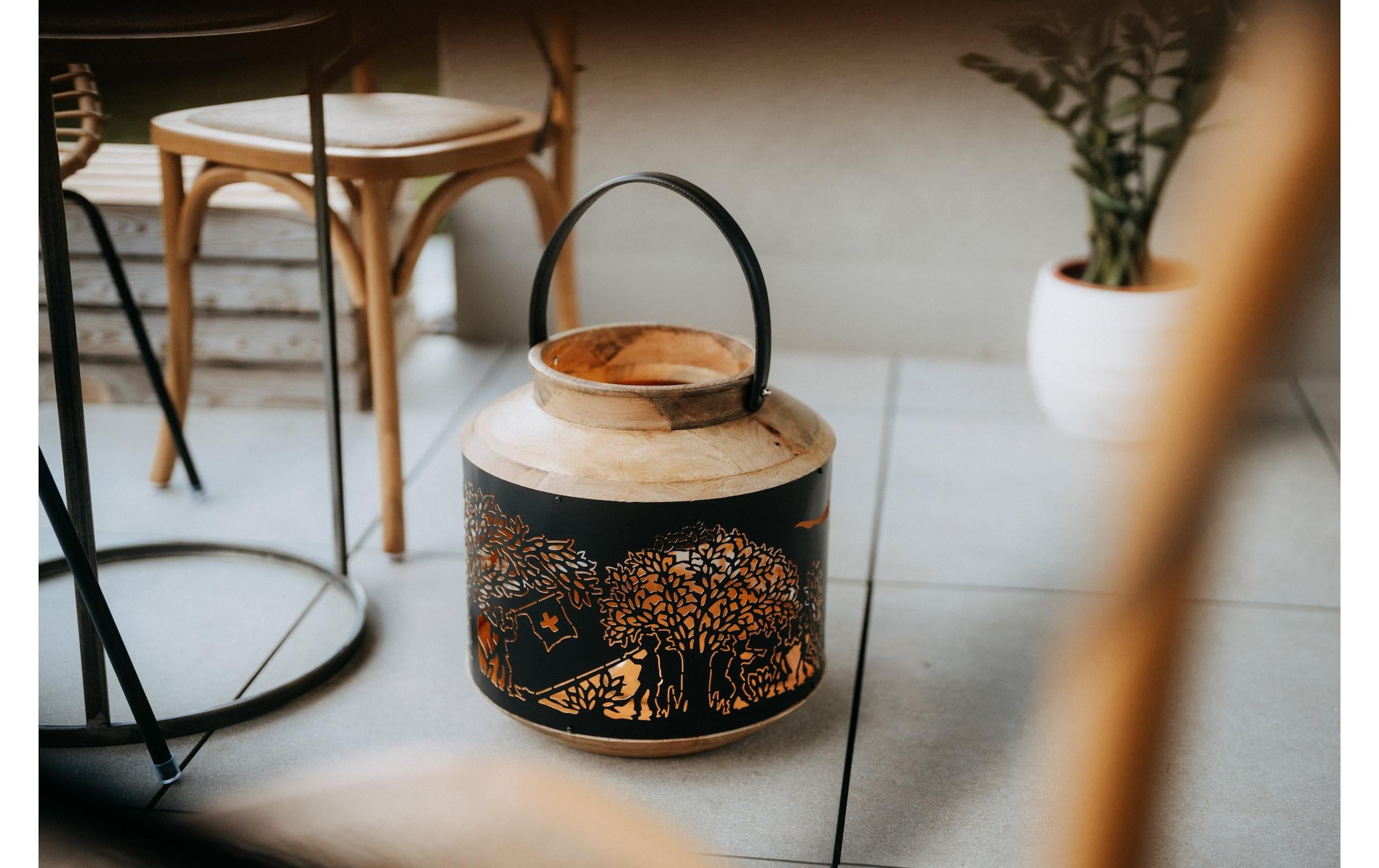 Kadastar Lanterne à bougie »Bergchilbi 37 cm« Laterne Scherenschnitt