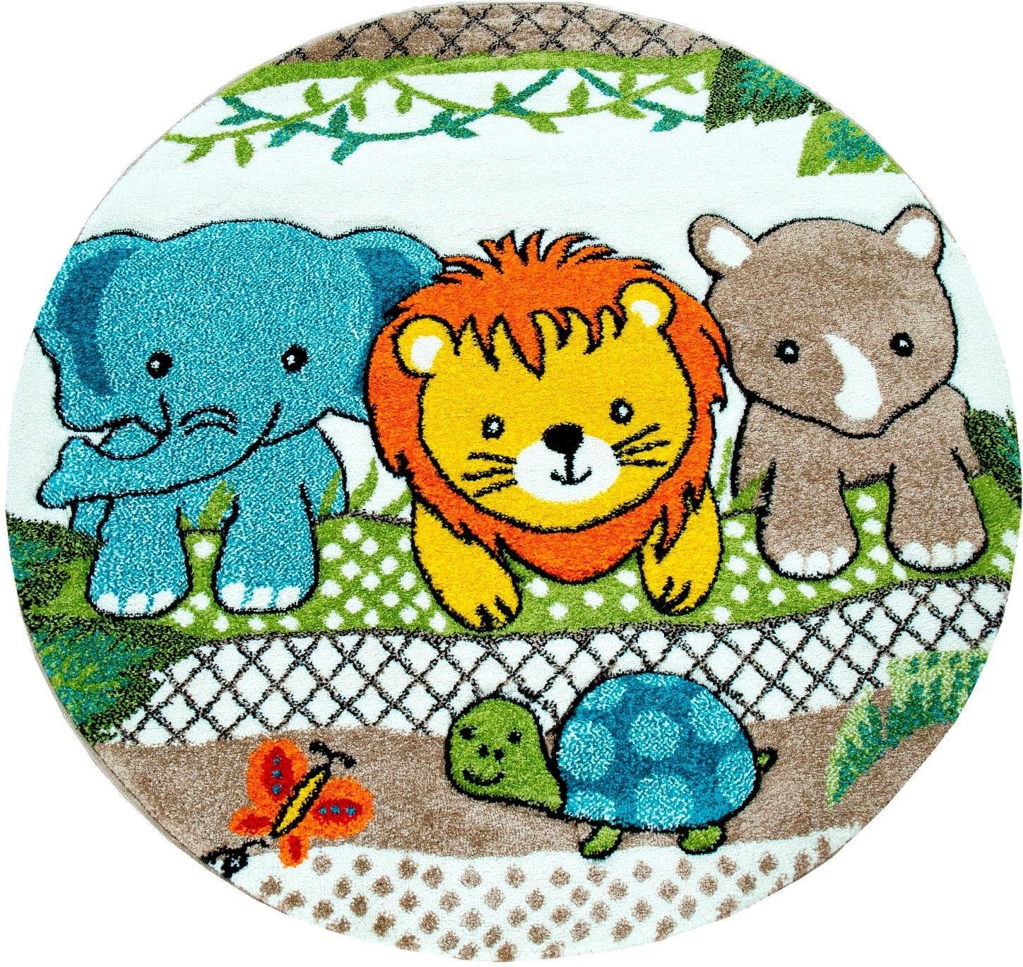 Image of Paco Home Kinderteppich »Diamond 634«, rund, 18 mm Höhe, 3D-Kinder Design, Motiv Zootiere, Kinderzimmer bei Ackermann Versand Schweiz