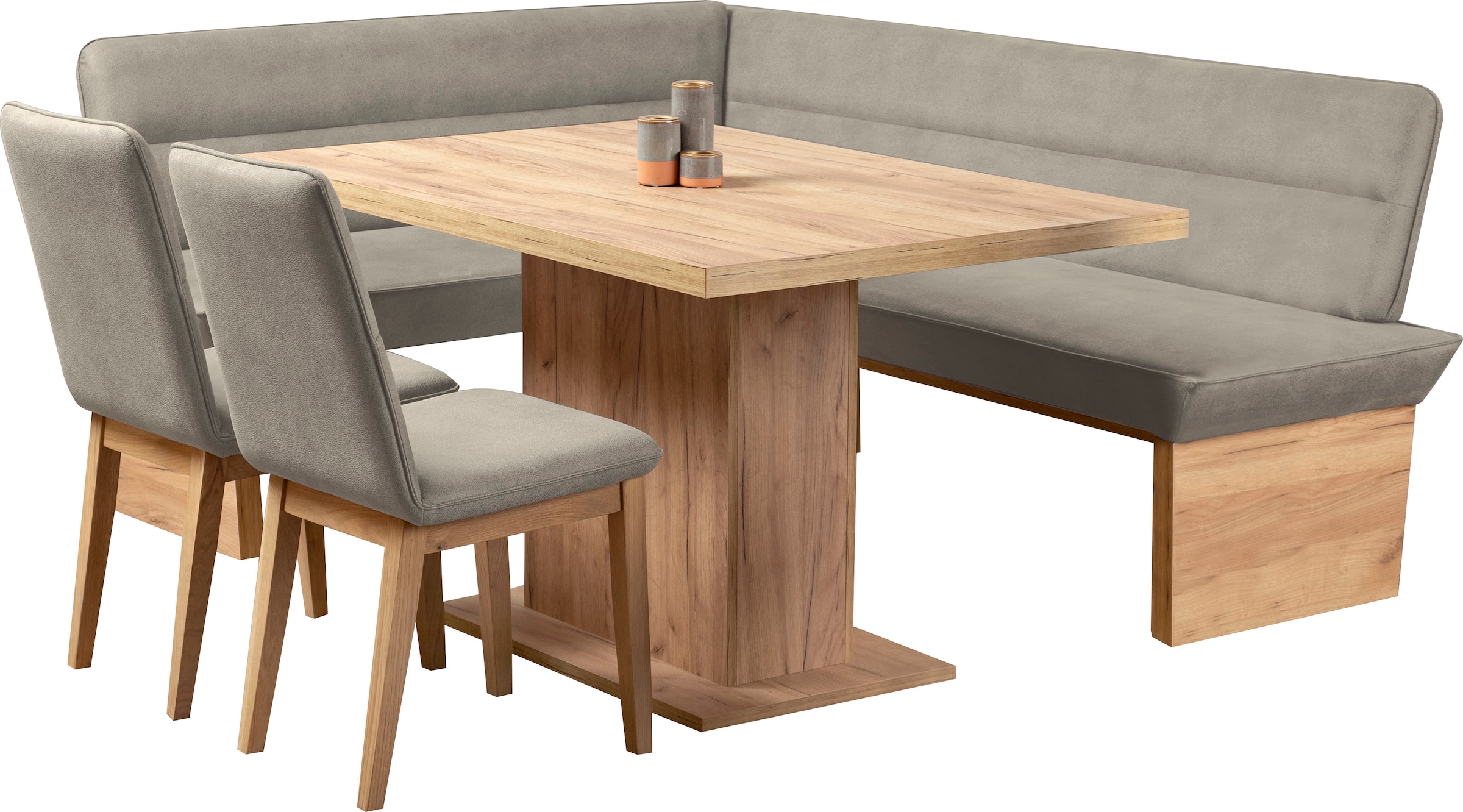 GOODproduct Eckbankgruppe »Beluna + Cross Essecke Sitzgruppe Eckbank Küchenbank BESTSELLER« Set, Eckbank, 2 Stühle und Tisch, 4 Stk. tlg. Sitzgruppe Esszimmer Stühle Tisch und Bank bequem gepolstert