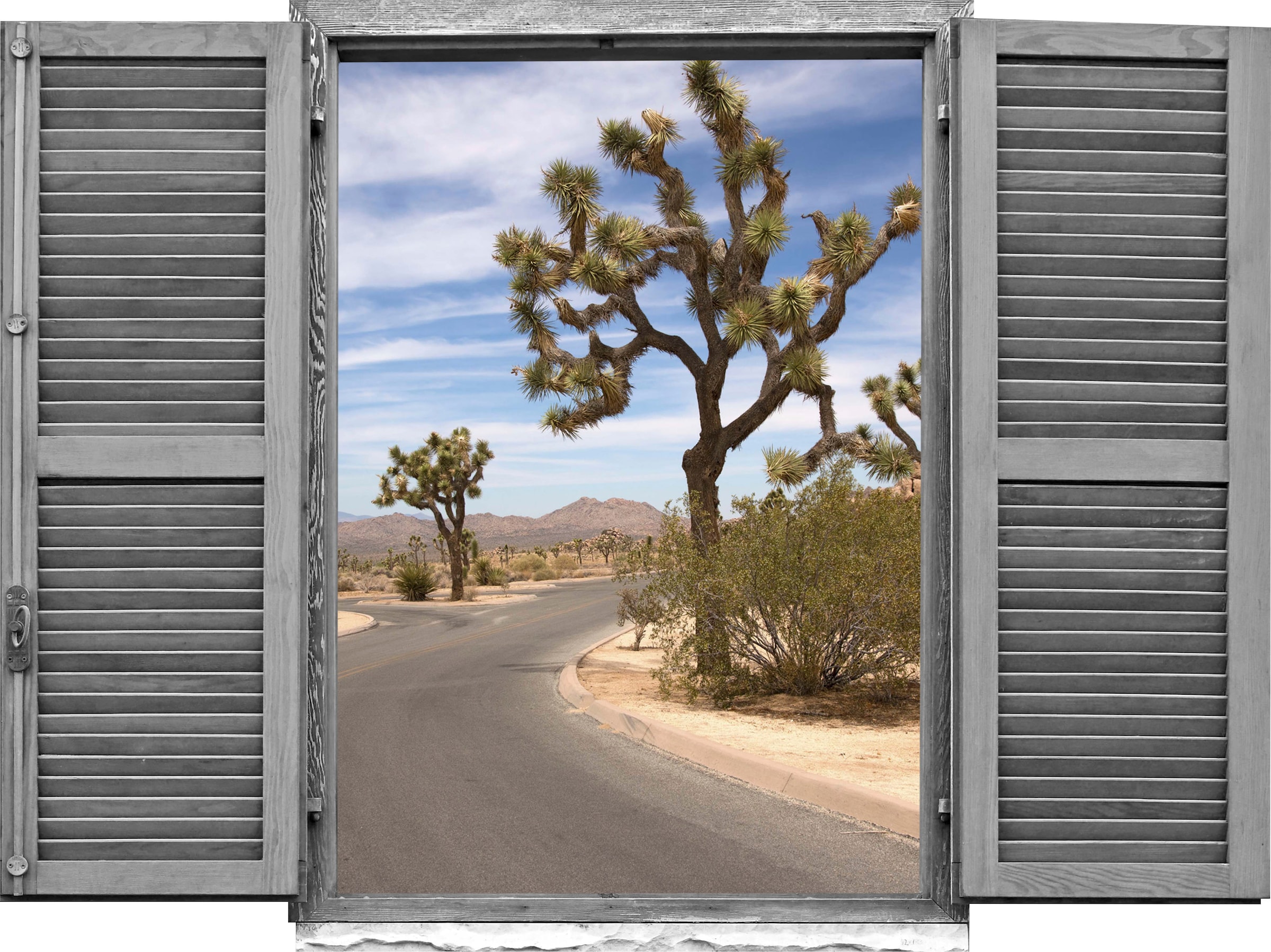 Image of queence Wandtattoo "Strasse durch Wüste" Wandsticker, Wandbild, selbstklebend, 3D, Fenster