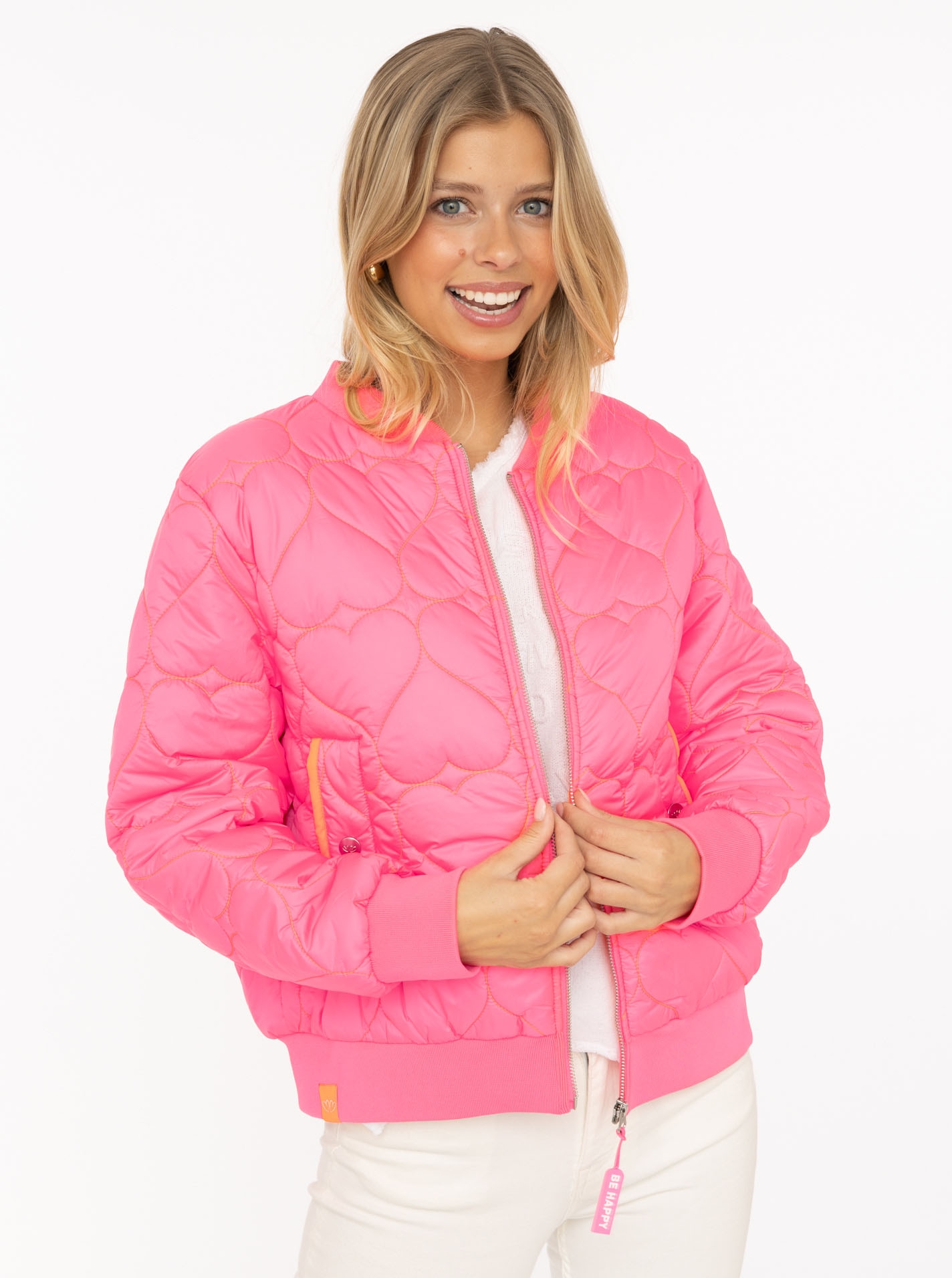 Zwillingsherz Veste bomber »"Be Happy"« ohne Kapuze modisch, Kontrastdetails, regular fit, langärmelig, mit Herzsticker