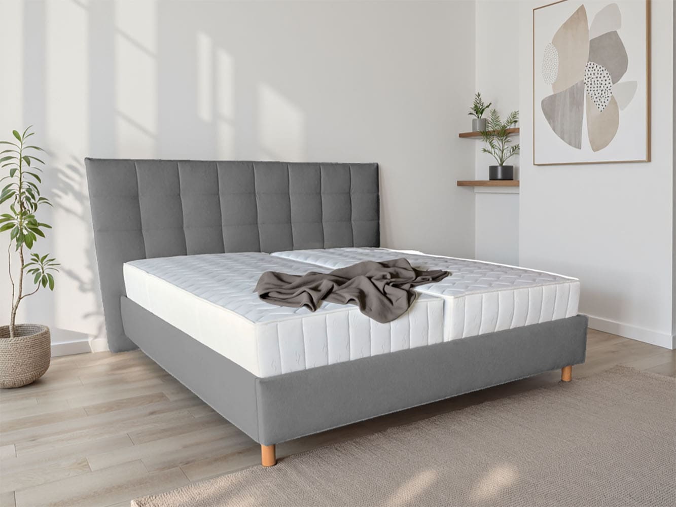 COLLECTION AB Lit rembourré »CLASSIC Scandi erhältlich in der Breite 180x200cm« 3 Varianten: Rahmen, Rahmen + Rost oder Komplett-Set mit King-Matratze