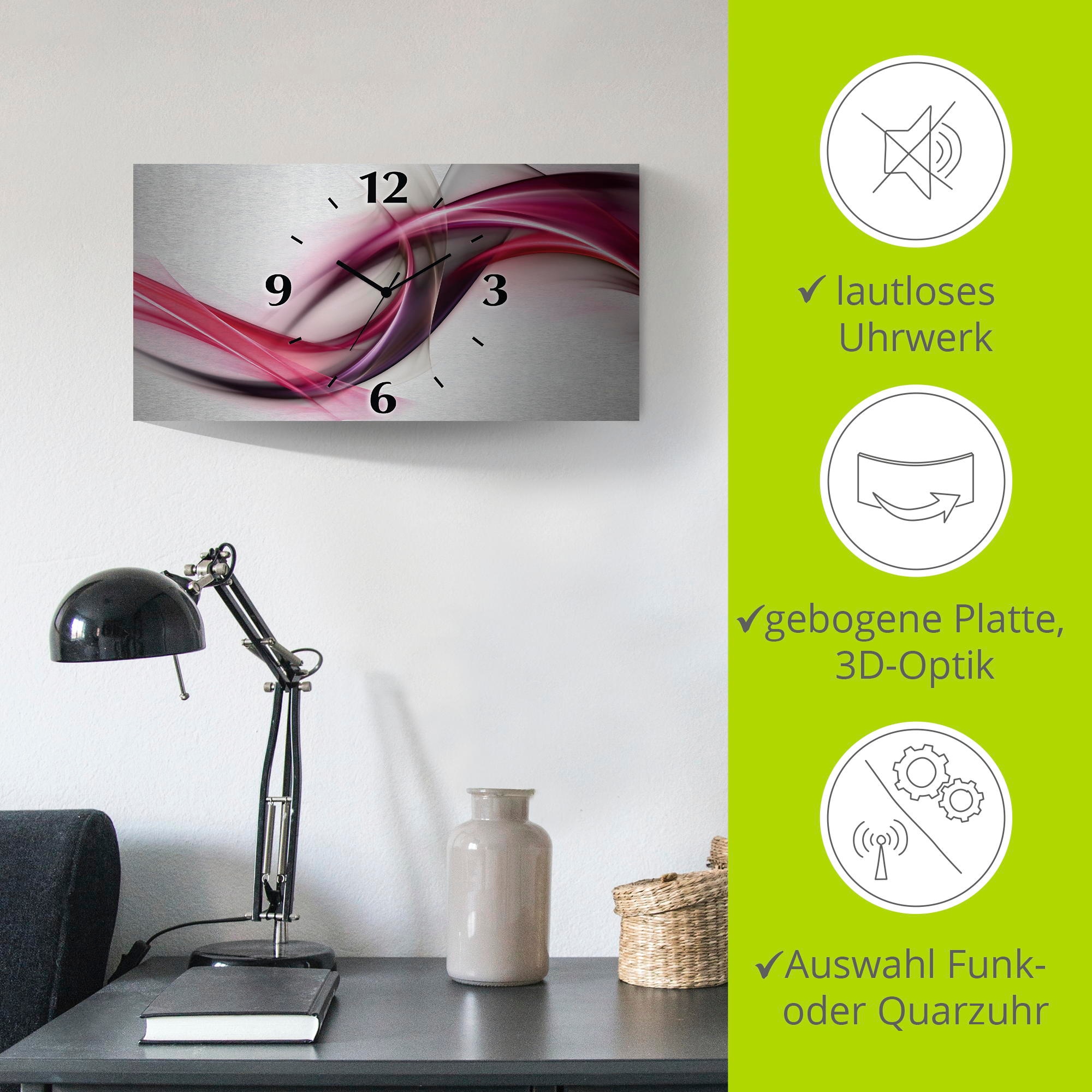 Artland Wanduhr »Ideen«, 3D Optik gebogen, mit Quarz- oder Funkuhrwerk, versch. Grössen