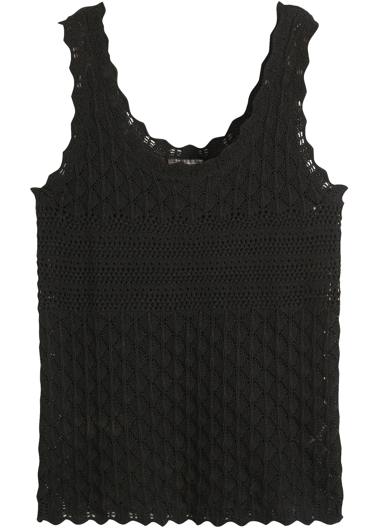 bonprix Top en tricot aus Baumwollmix, figurumspielende Passform, ärmellos, ohne Kragen