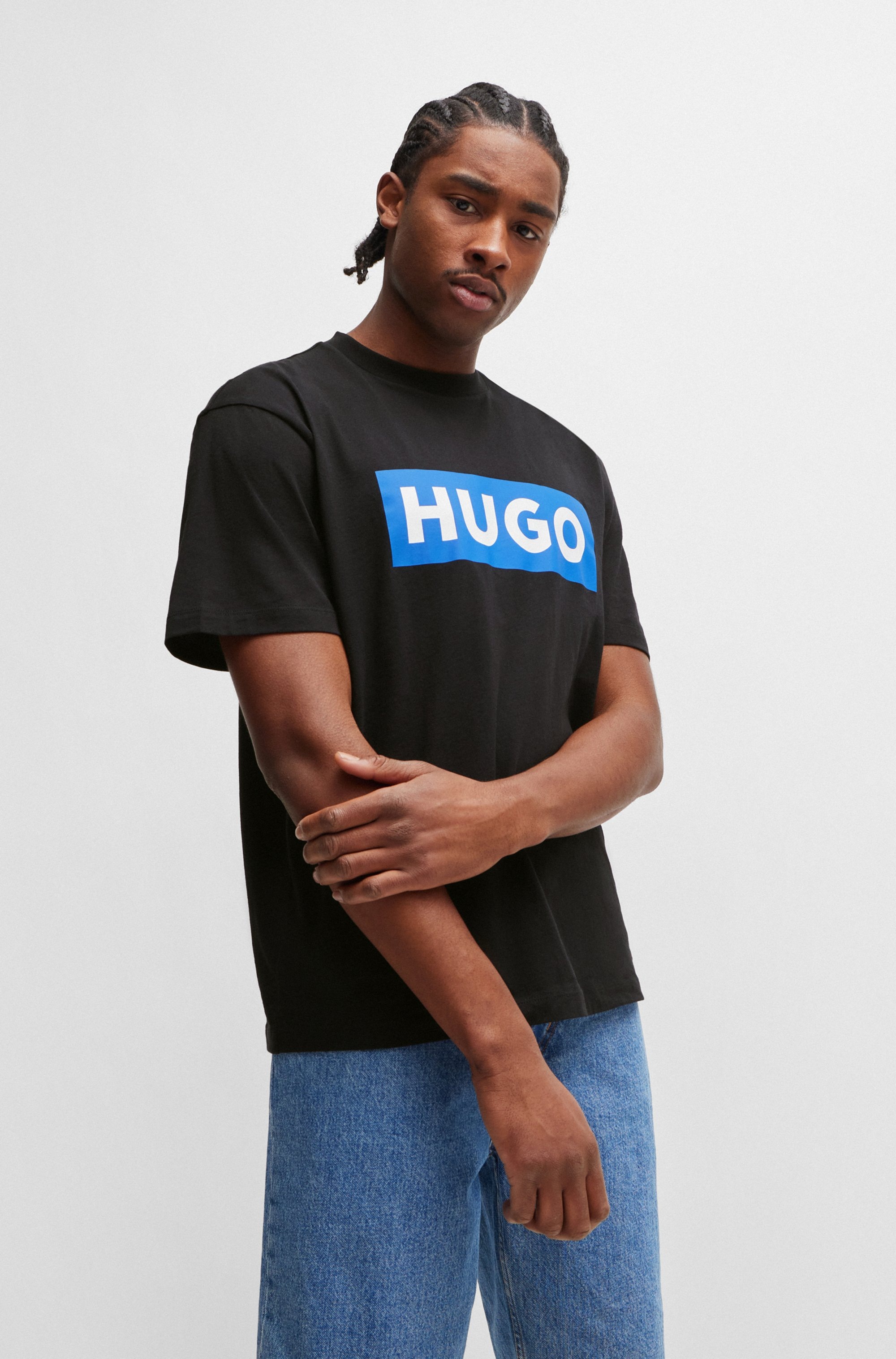 HUGO Blue T-Shirt »Nico«, mit grossem Logo-Print, Unisex