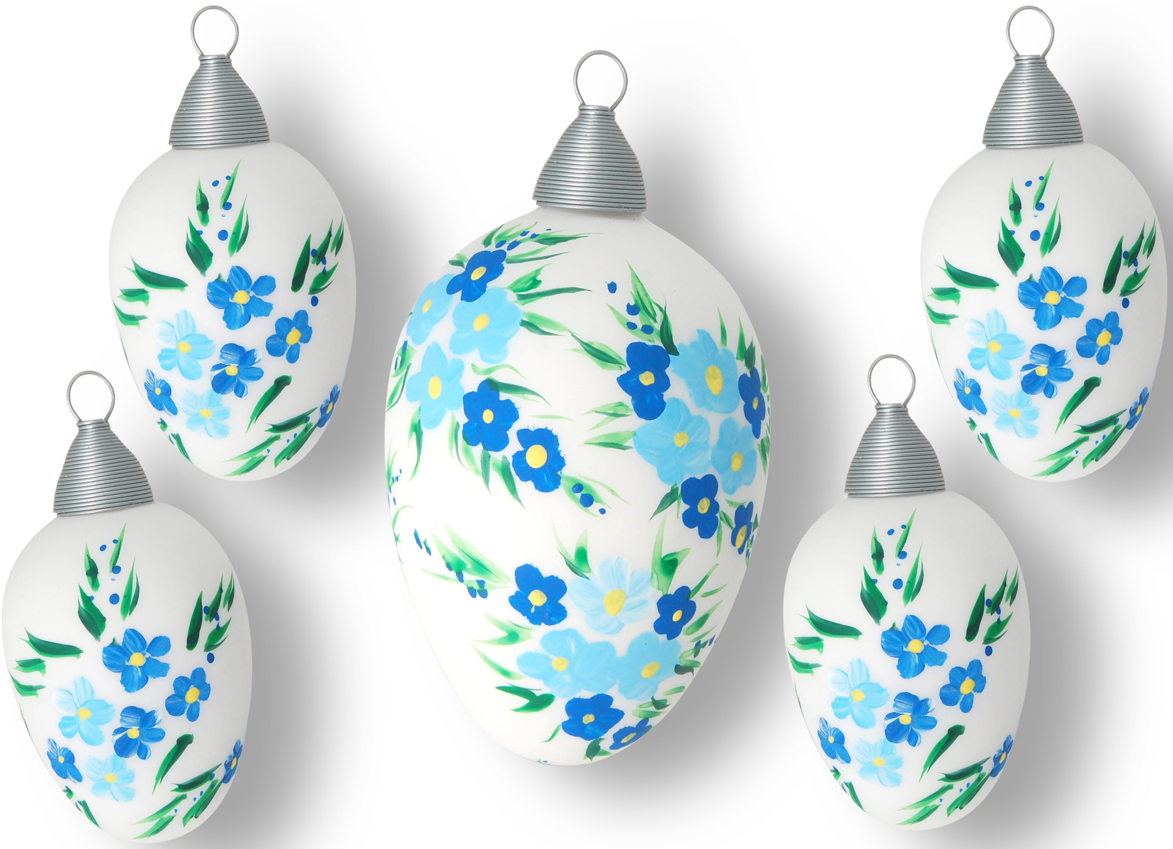 Image of Krebs Glas Lauscha Osterei "Blüten, Osterdekoration, Frühling" Mundgeblasenes und handbemaltes Glas, Made in Germany