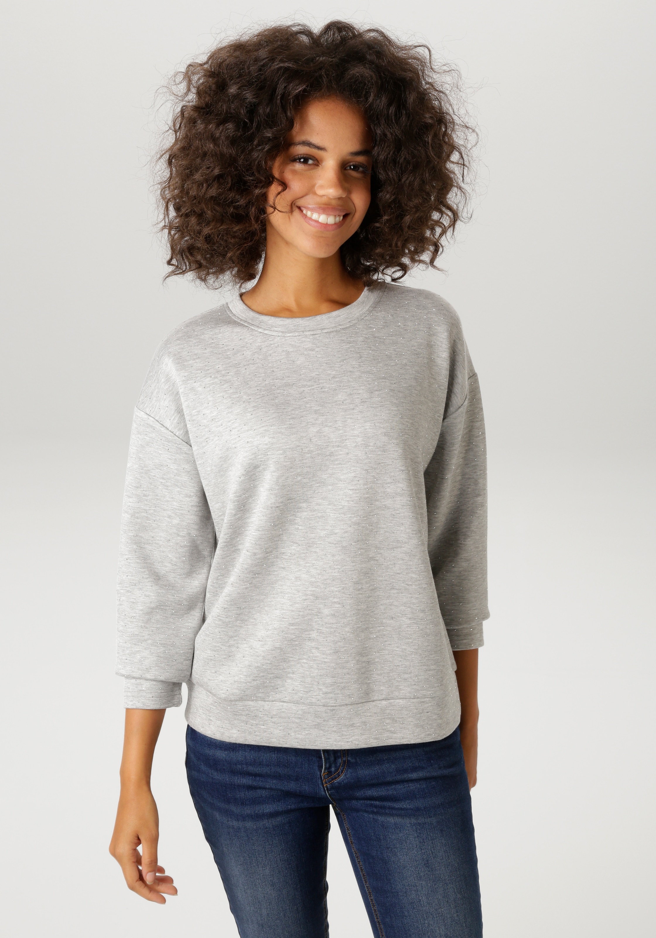 Image of Aniston CASUAL Sweatshirt, allover mit kleinen Glitzersteinchen Verziert