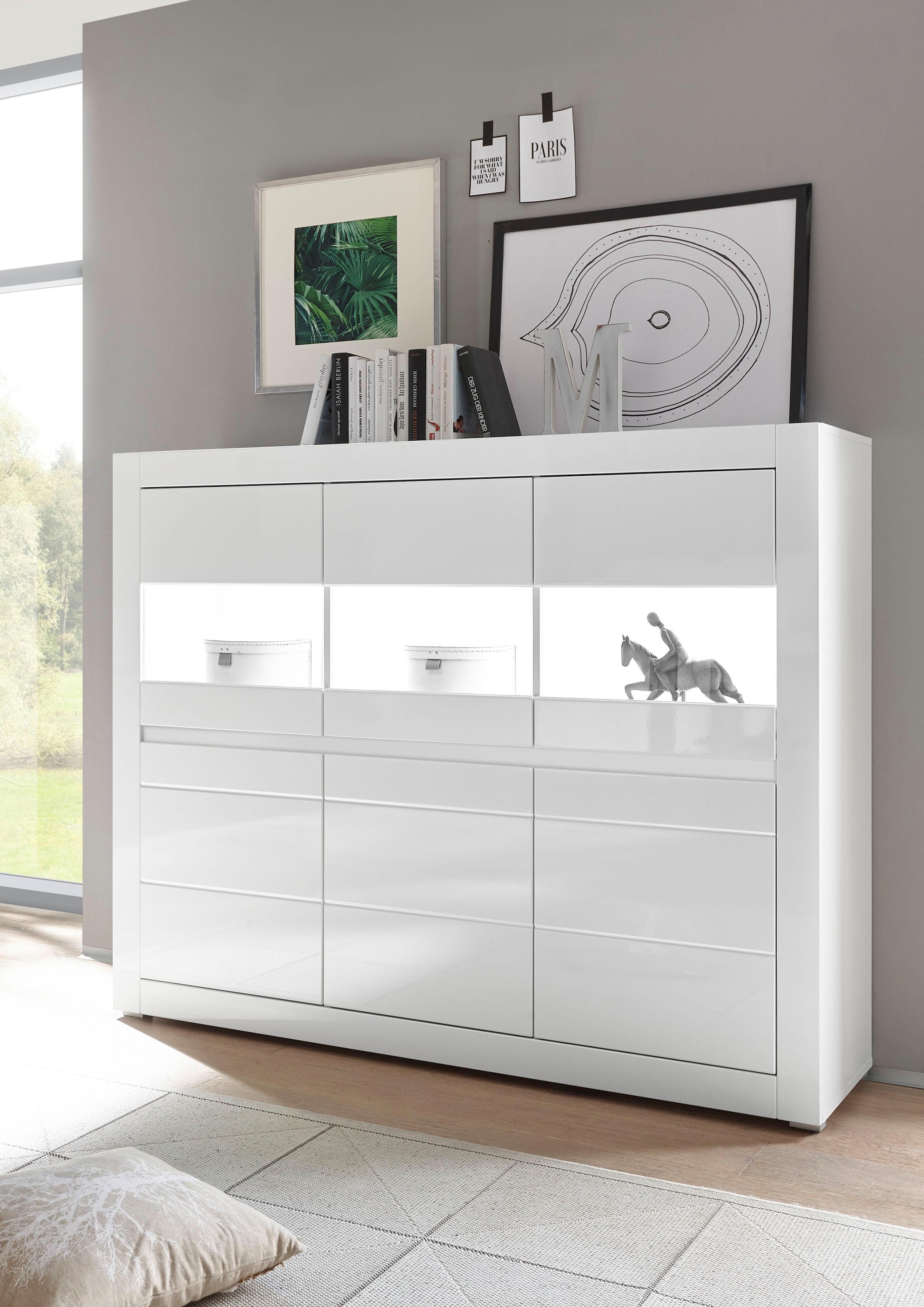 Image of Home affaire Highboard "Carat" Breite 164 cm, Blende in weiss und betonfarben im Lieferumfang