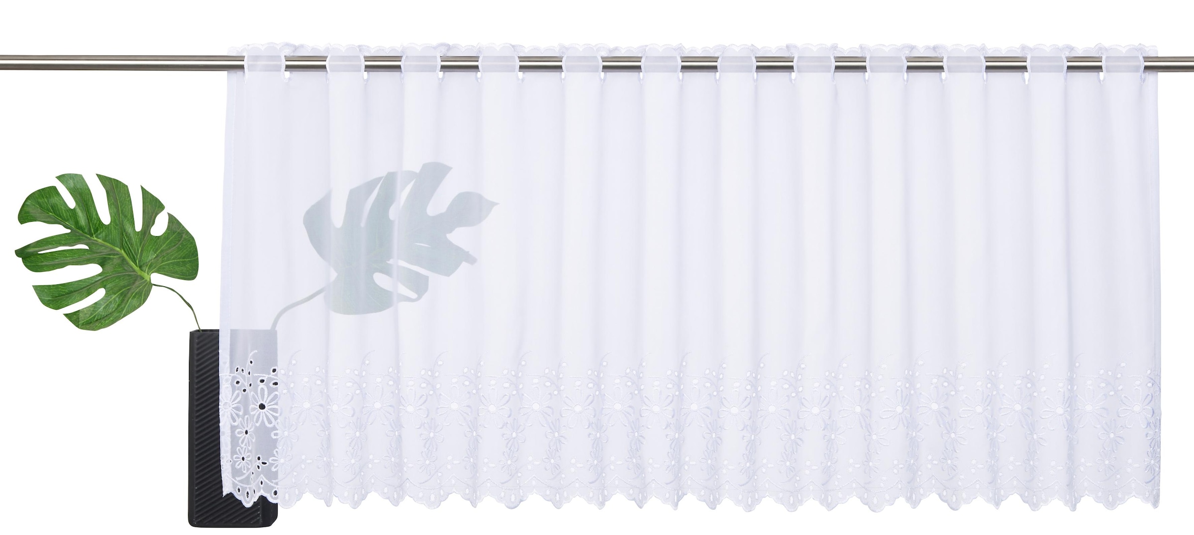 ♕ (1 Scheibengardine Design mit Voile Home transparent, florales versandkostenfrei affaire »Sunny«, Lochstickerei, auf St.),