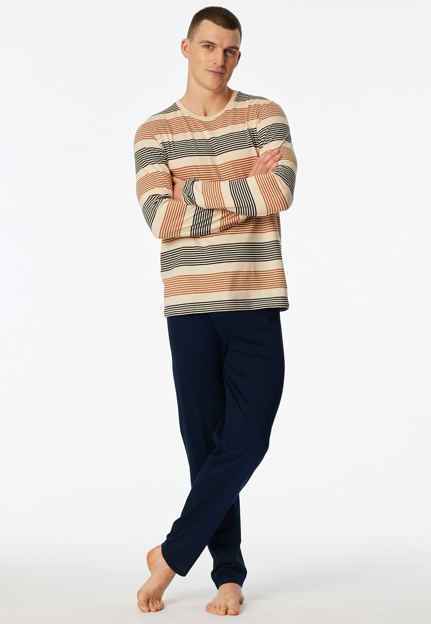 Image of Schiesser Shorty "Casual Nightwear" 2 Rundhalsausschnitt und lange Ärmel, weiche Single-Jersey Qualität