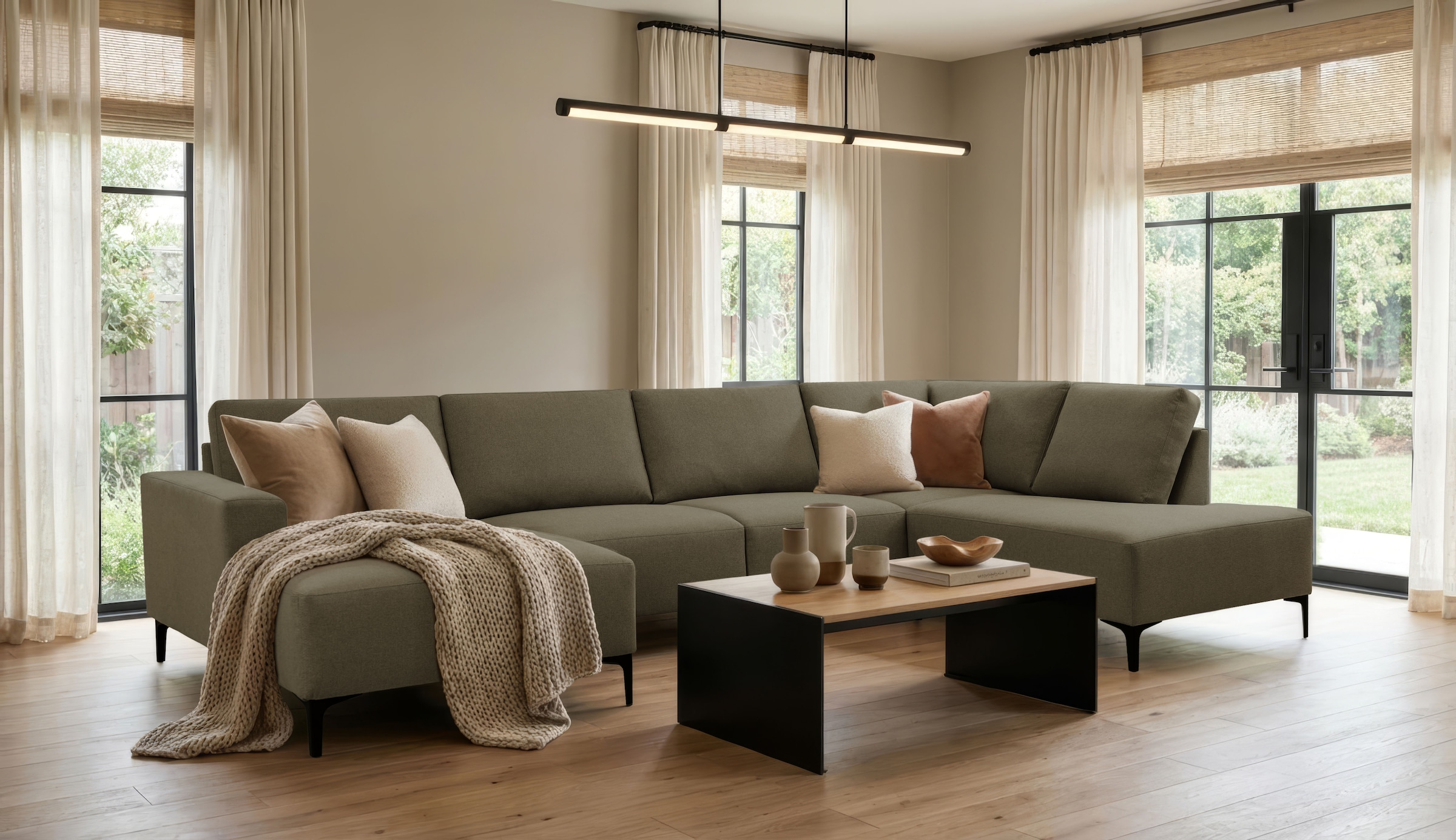 Image of Home affaire Wohnlandschaft "Tournon U-Form, XXL Sofa, Breite 333 cm, Webstoff, Chenille" Designsofa im nordischen Stil, Wellenunterfederung, Metallfüsse