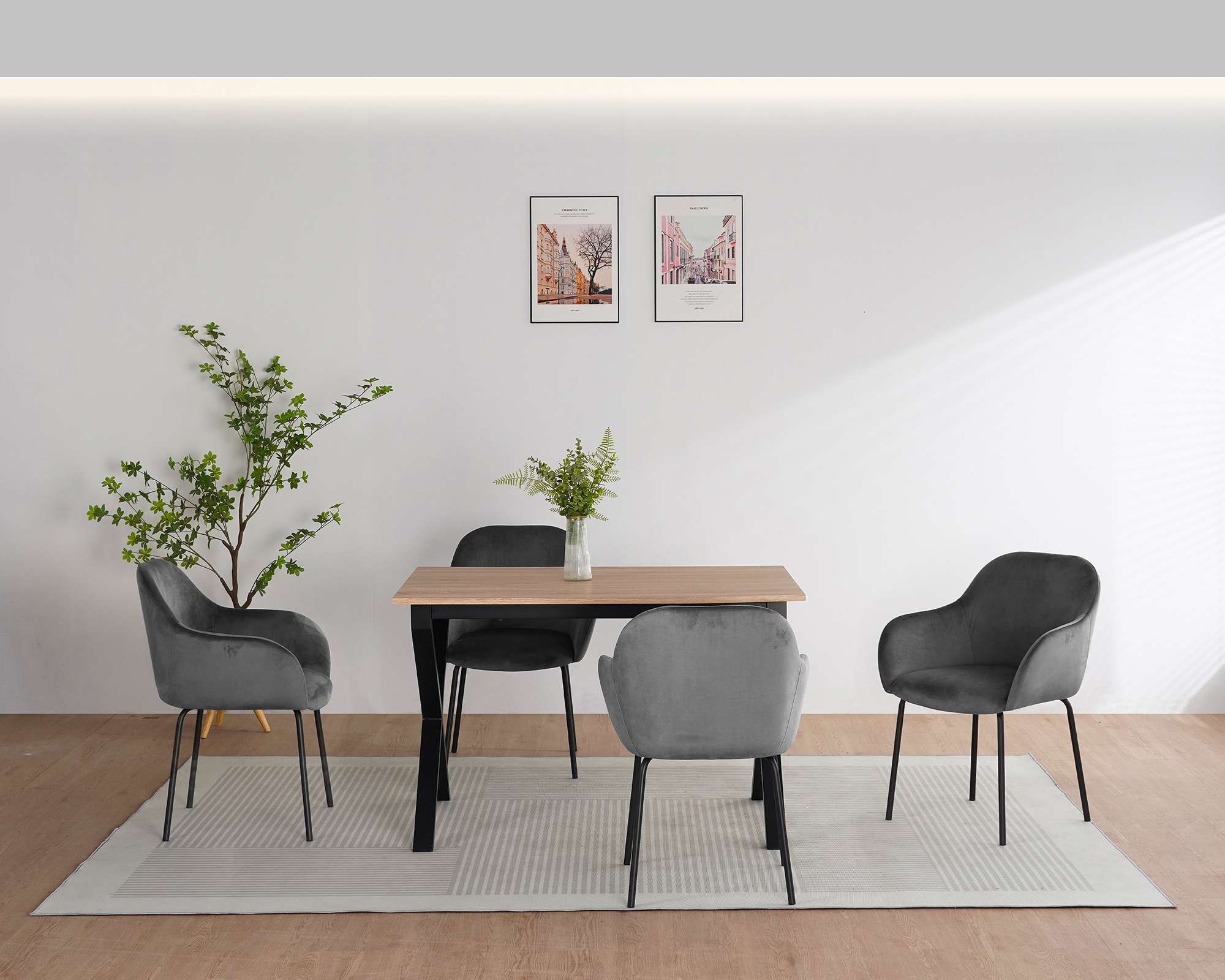 GOODproduct Chaise de salle à manger »Dannika« () pflegeleichter Veloursstoff, schwarze Metallbeine, Sitzbreite 41 cm