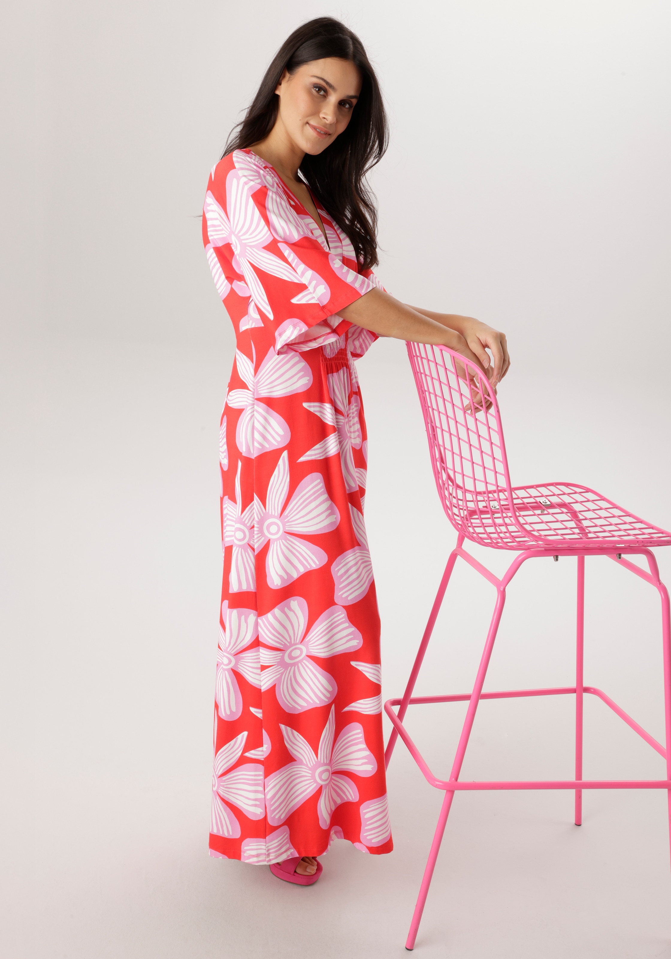 Aniston SELECTED Maxi robe mit weiten, 3/4-langen Ärmeln - NEUE KOLLEKTION