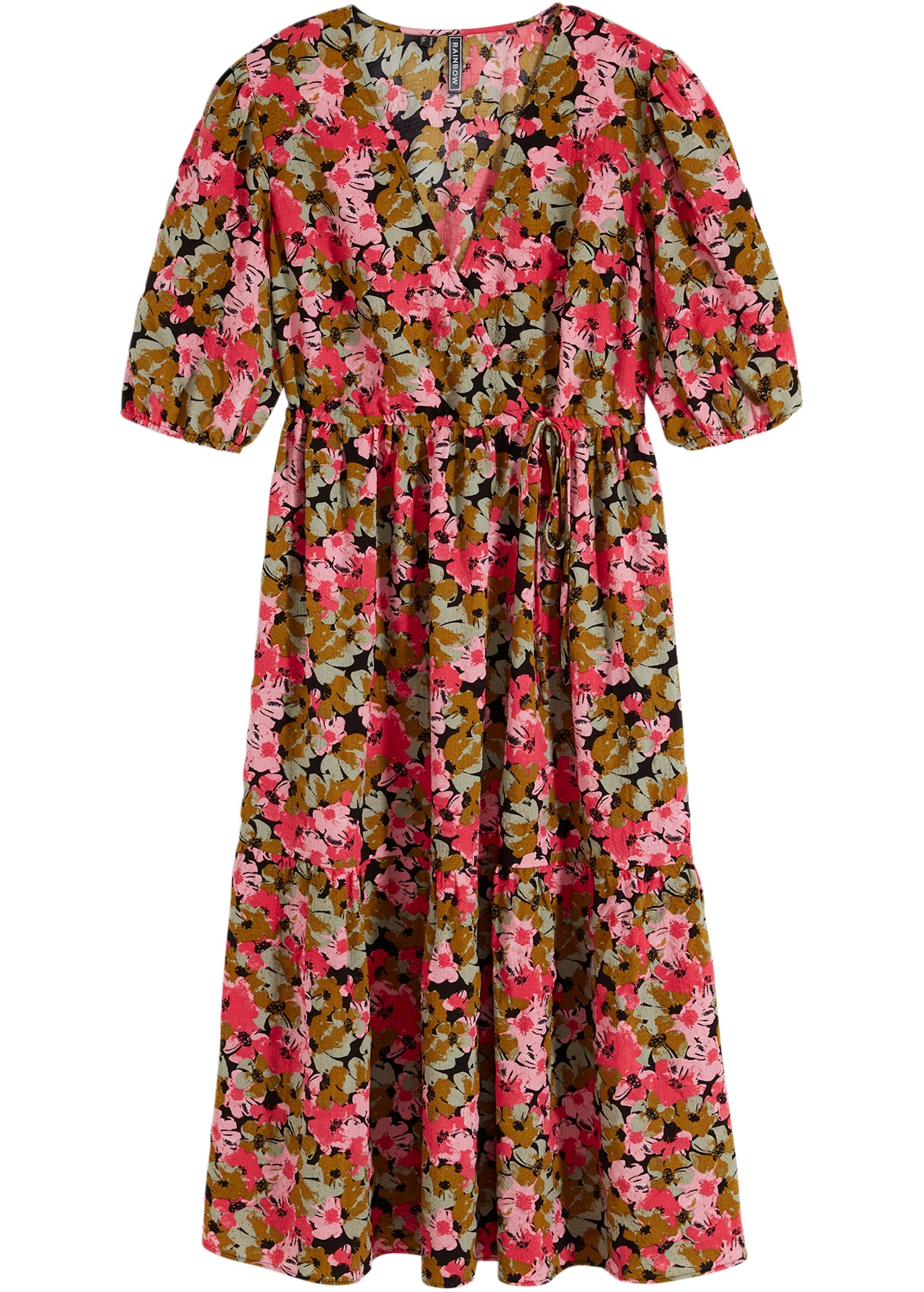 bonprix Robe midi für Casualmode, aus Viskose und Polyamid, A-Linie, mit kurzem Arm
