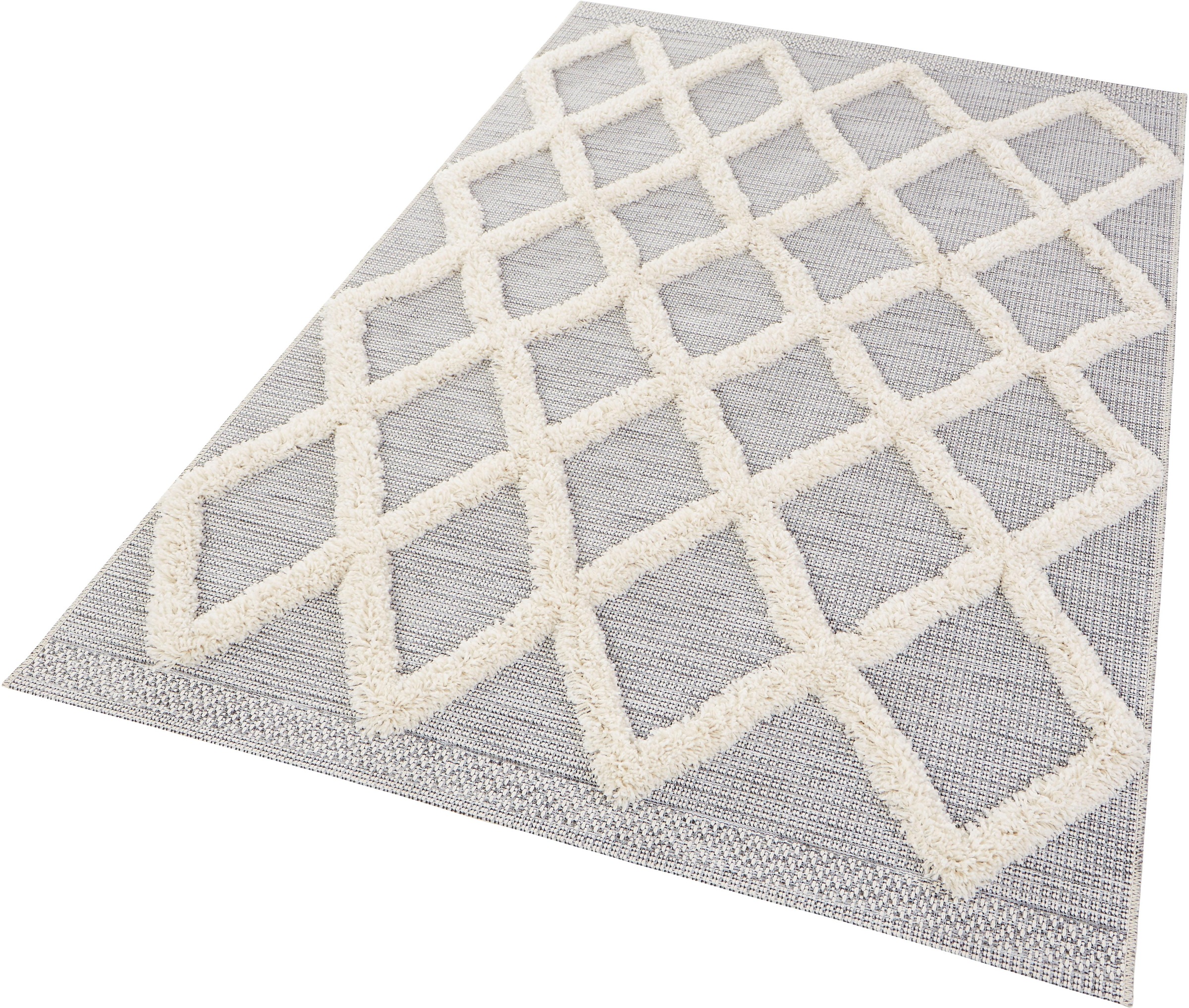 Image of MINT RUGS Teppich »Ayoun«, rechteckig, 35 mm Höhe, In- und Outdoor geeignet, Hoch-Tief-Struktur, Rauten Design, Balkon, Terrasse, Garten, Wohnzimmer, Strapazierfähig, Pflegeleicht bei Ackermann Versand Schweiz