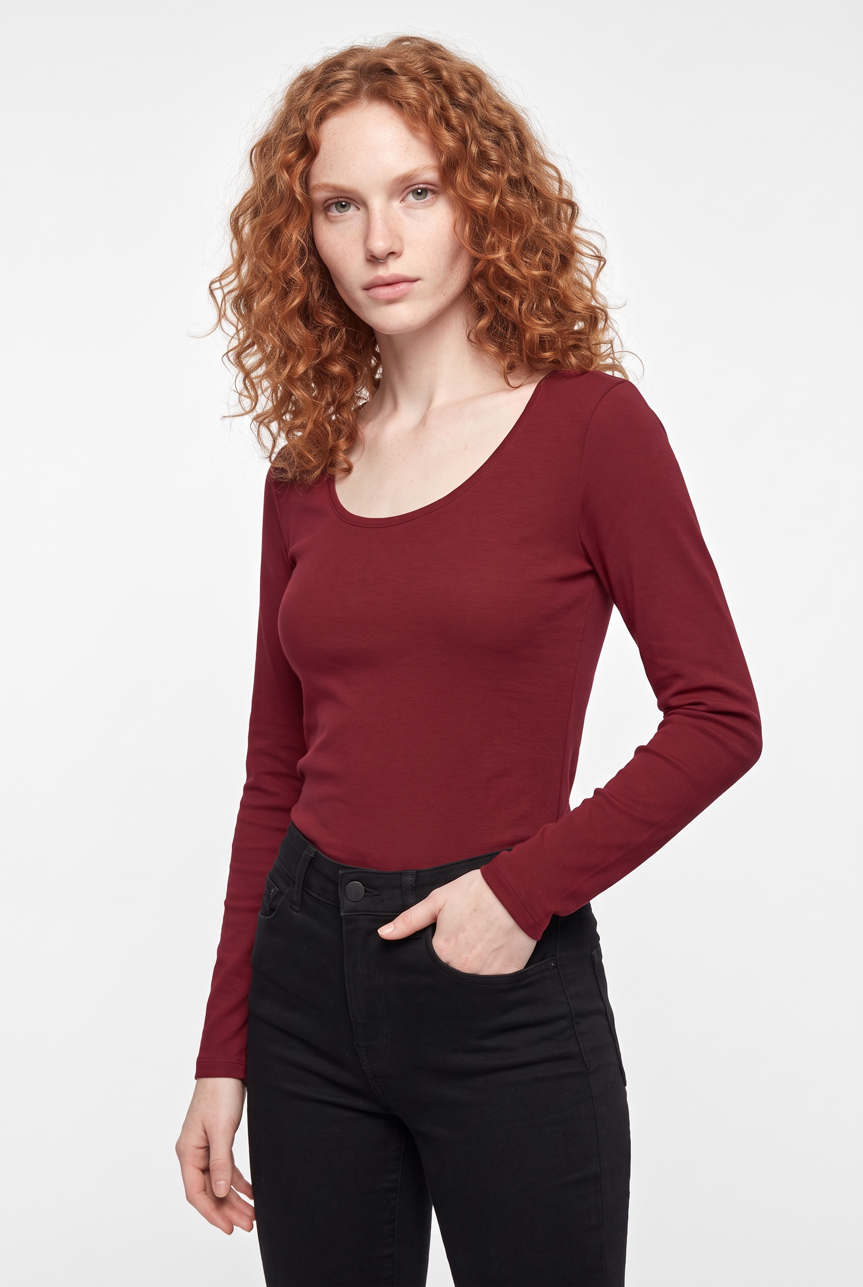 Image of Vero Moda Langarmshirt "VMMAXI MY LS SOFT UNECK NOOS" Baumwollmischung, slim fit