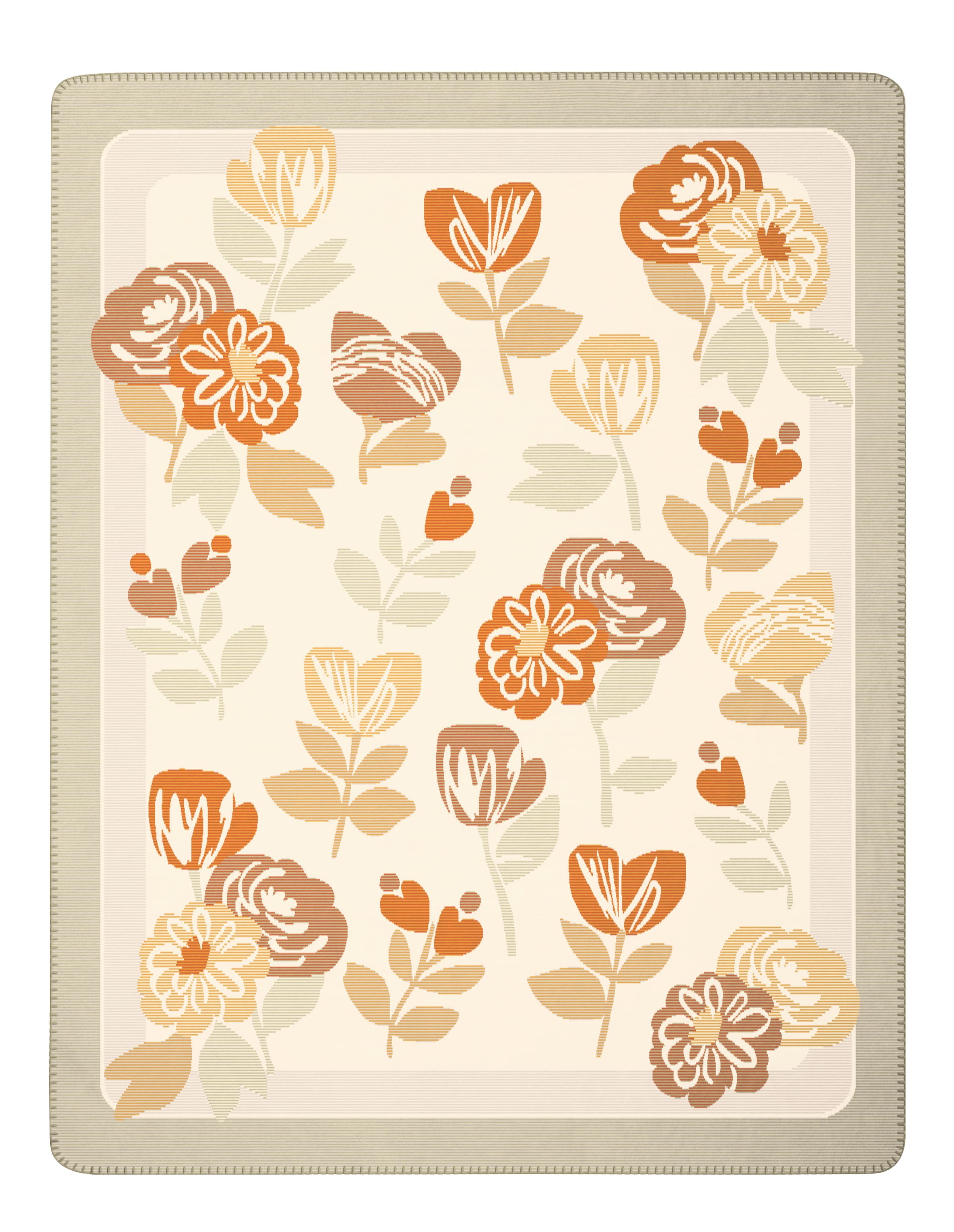 Image of Biederlack Wohndecke "Wohndecke Bloom Frame" florales Design mit Zierstich