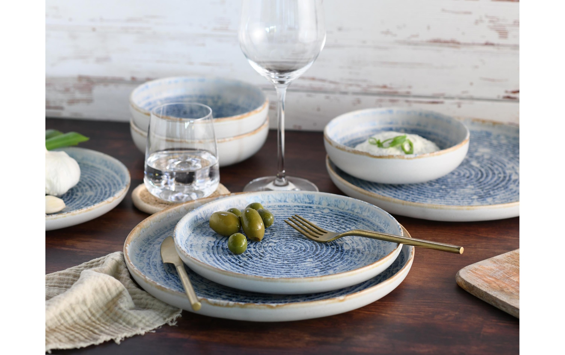 CreaTable Service combiné »Teller-Set Blau/Weiss«