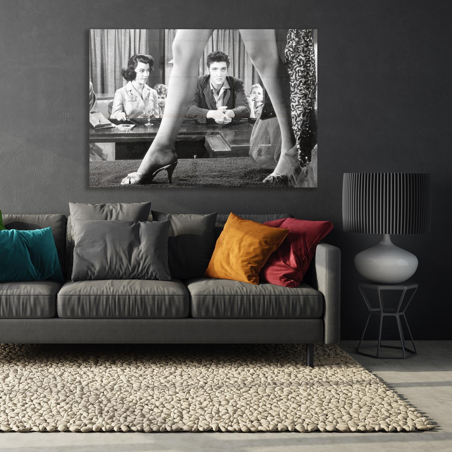 Image of queence Acrylglasbild "Elvis Presley" Film Foto Mann Schwarz-Weiss Stars Fine Art-Print in Galeriequalität