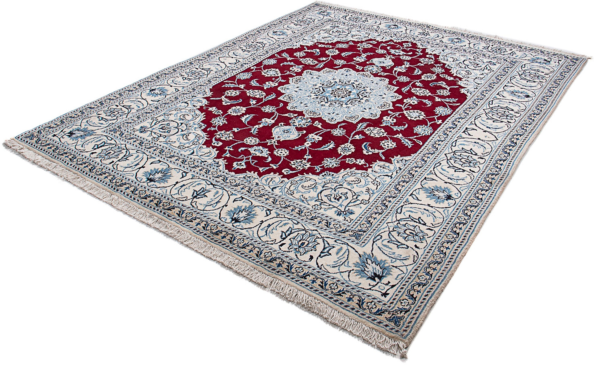 Image of morgenland Orientteppich »Perser - Nain - 252 x 198 cm - dunkelrot«, rechteckig, 10 mm Höhe, Wohnzimmer, Handgeknüpft, Einzelstück mit Zertifikat bei Ackermann Versand Schweiz