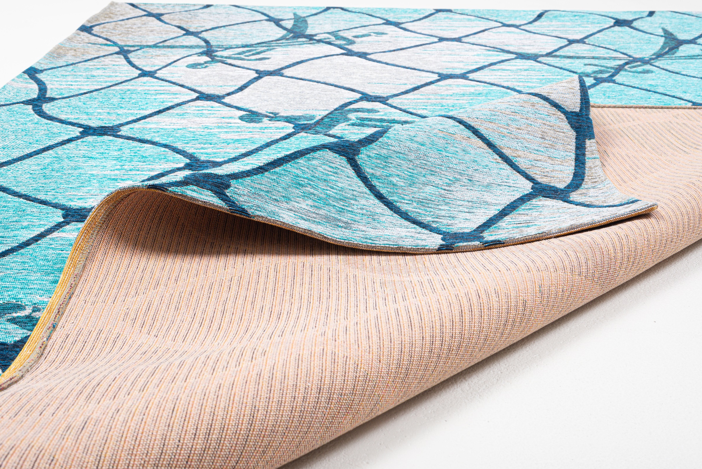 Sansibar Teppich »Keitum 005« rechteckig 3 mm Höhe Flachgewebe, modernes Design, Motiv Fischernetz & gekreuzte Säbel