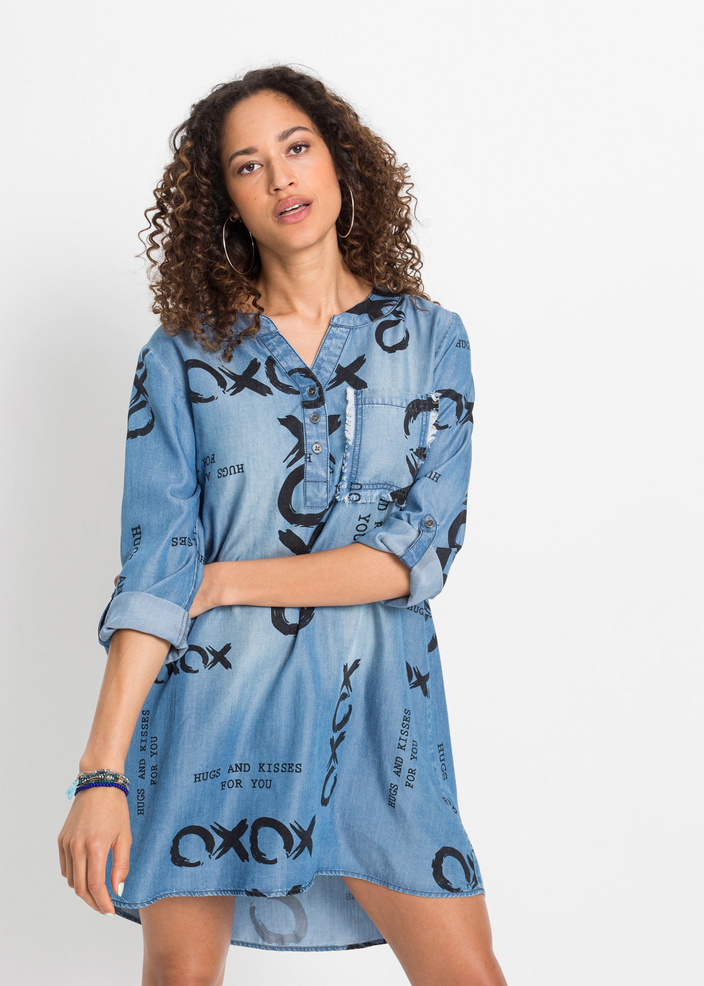 Image of bonprix Midikleid für Frühjahr und Sommer, Jeanskleid, aus Lyocell (TENCEL™)