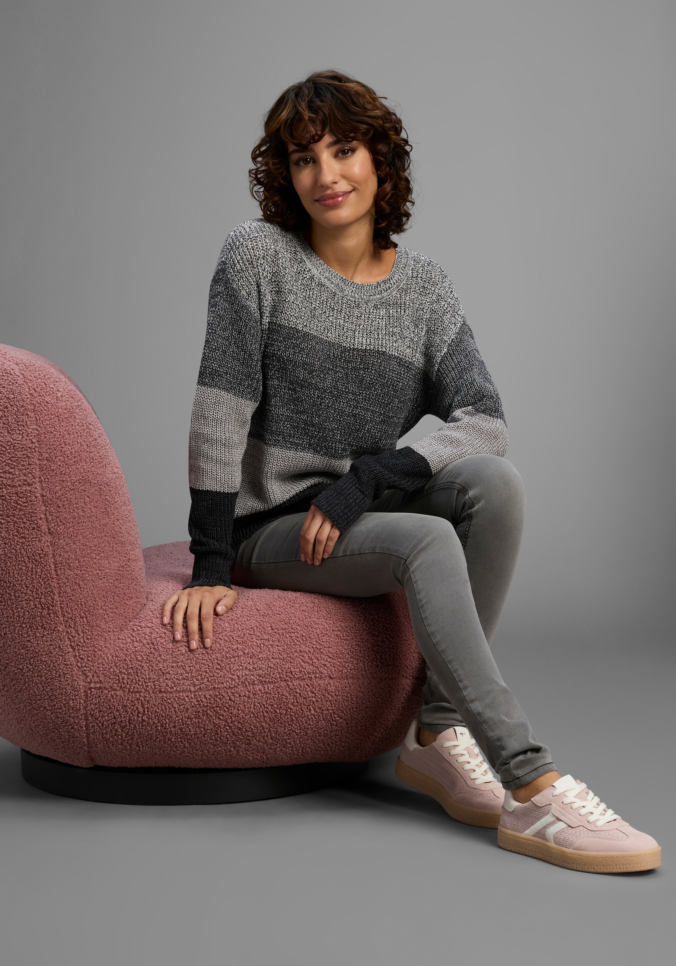 Laura Scott Pull à rayures Übergangspullover aus Baumwolle mit Melangeoptik - NEUE KOLLEKTION