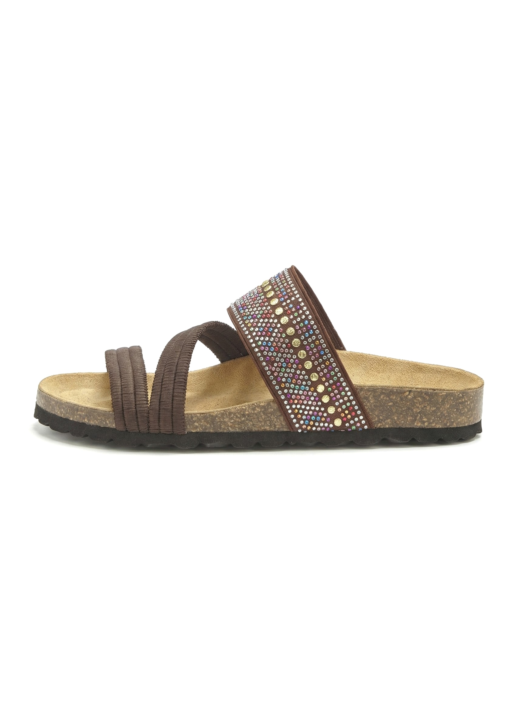 LASCANA Pantolette »Mule, Sandale, offener Schuh, Sommerschuh,«  mit Komfortkorkfussbett aus Leder und elastischen Riemen