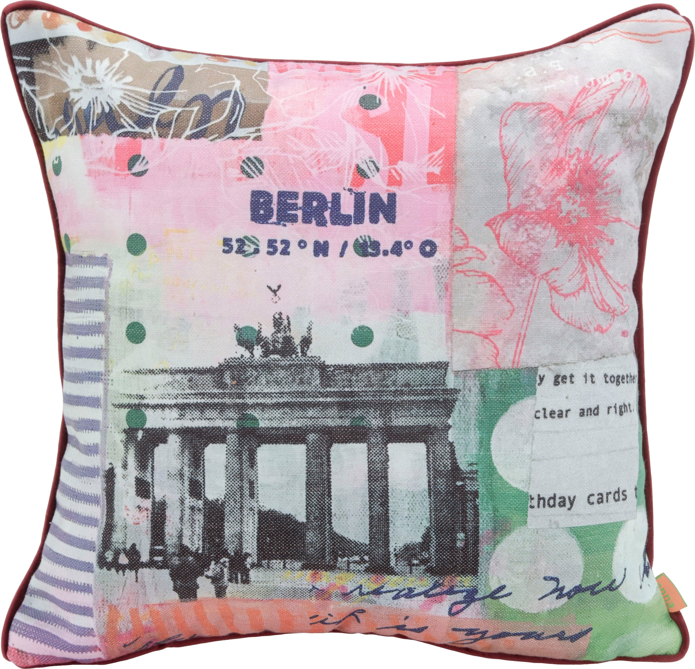 Image of H.O.C.K. Dekokissen "Lieblingsstädte BERLIN" mit Berlin-Motiv, Wendekissenhülle mit Füllung, 1 Stück