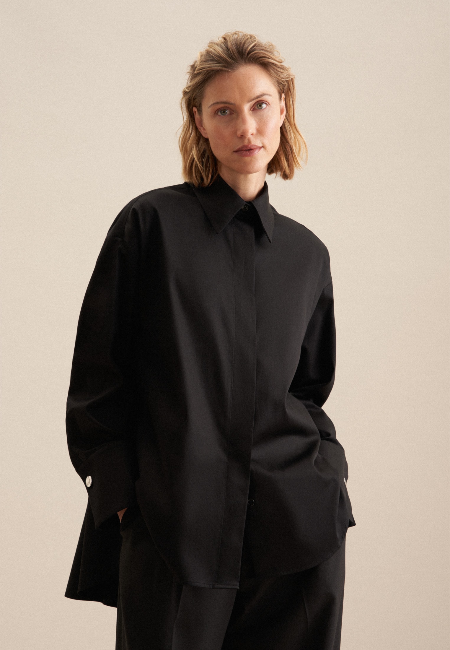 Image of seidensticker Longbluse "Schwarze Rose" 1/1 Kragen Uni