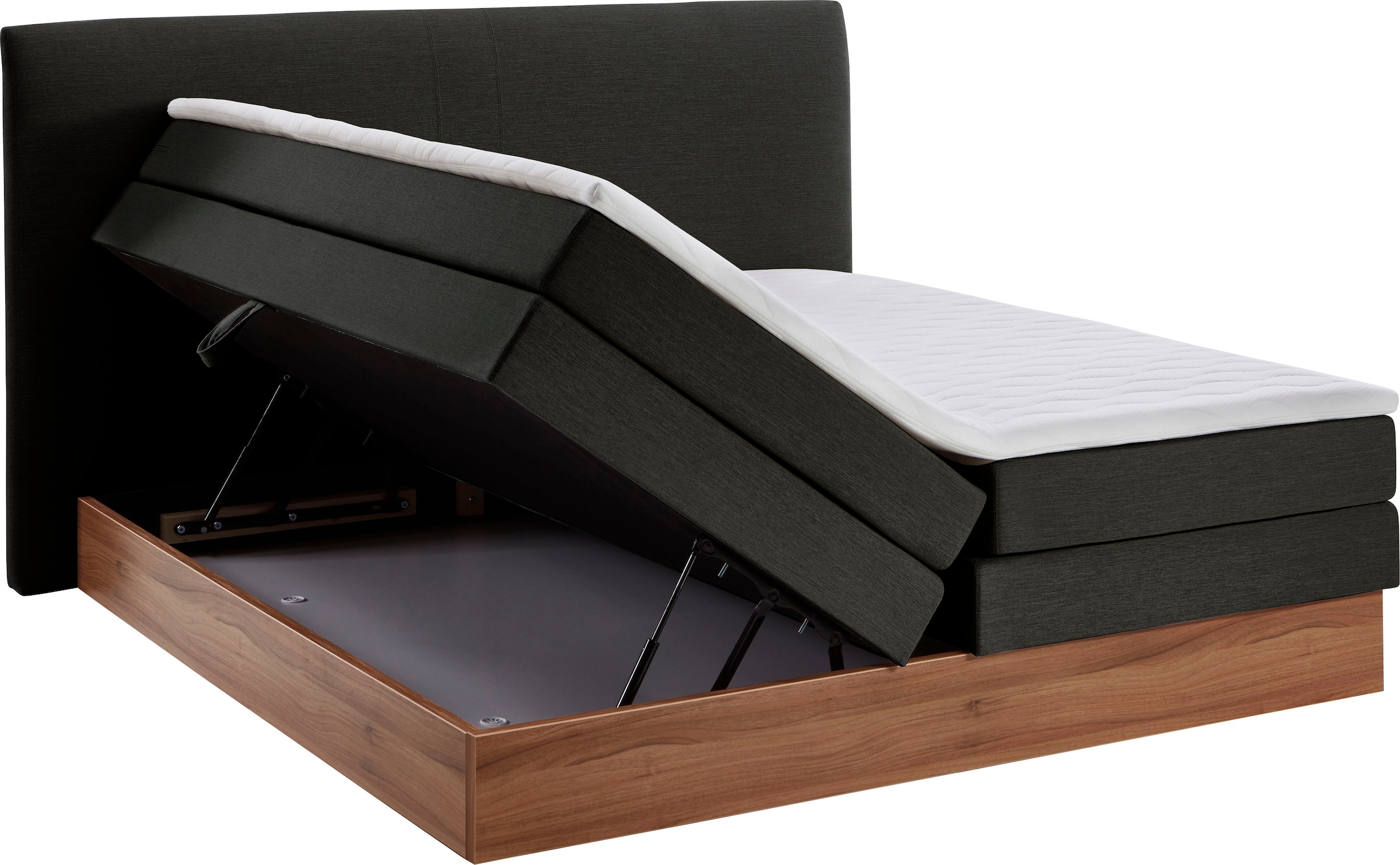 Home affaire Lit boxspring »Blomen« mit Walnuss-Dekor, mit Bettkasten, verschiedene Härtegrade, mit Topper